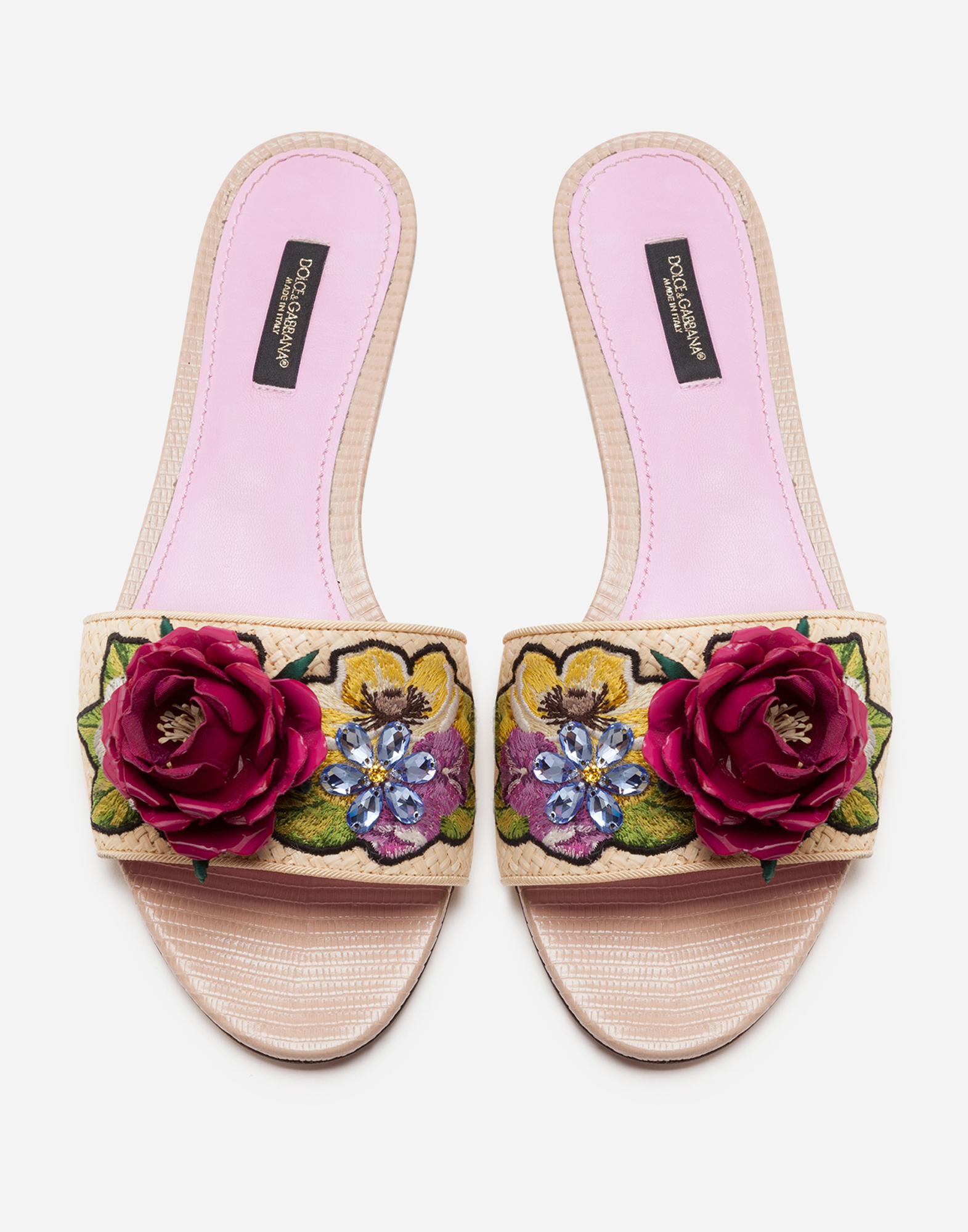 Women's Slides and Mules | Dolce&Gabbana - BRAIDED RAFFIA SLIDERS WITH ...