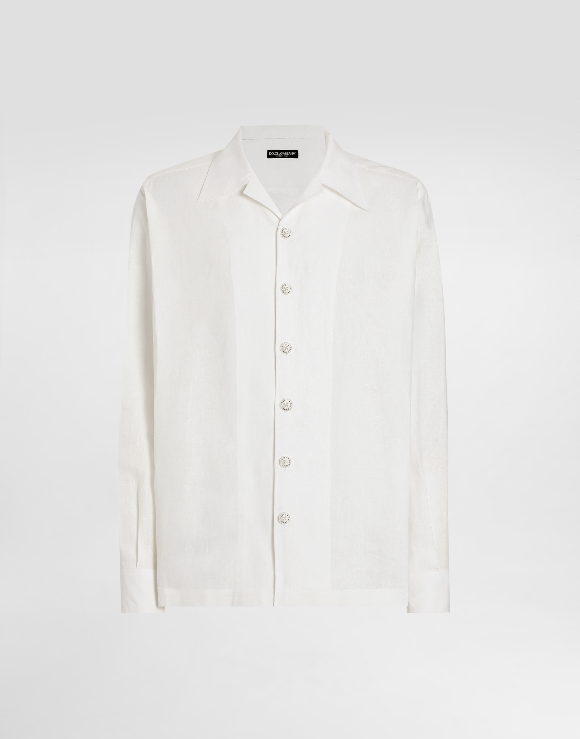Dolce & Gabbana Linen Canvas Bowling Shirt In White