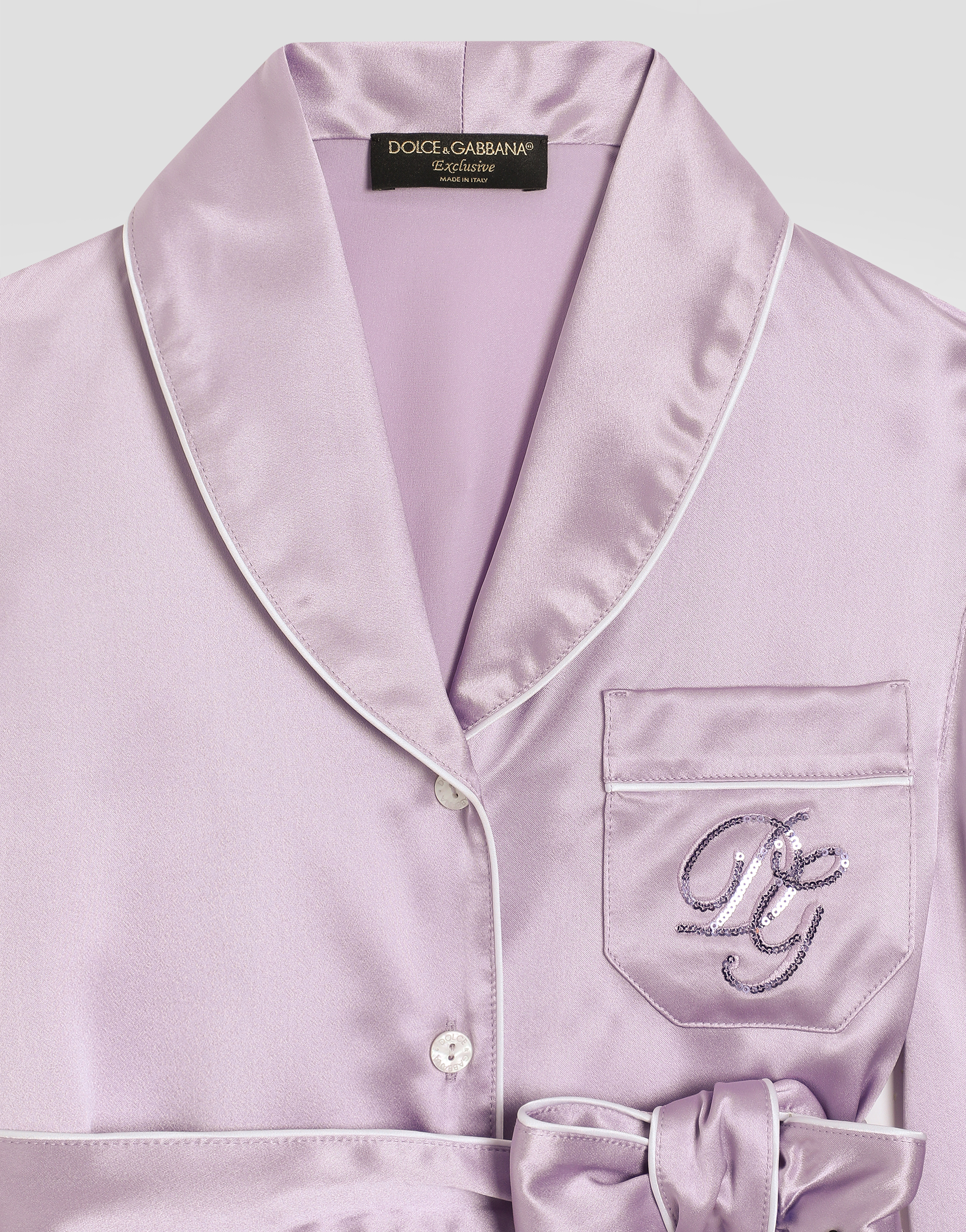 Dolce & Gabbana Pajama Shirt With Dg Logo Embroidery In Multicolor