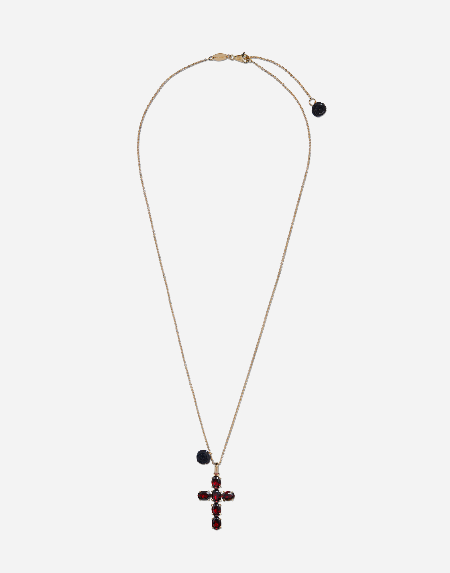 Dolce & Gabbana Family Cross And Rose Pendants On Yellow Gold Chain Gold Female Onesize