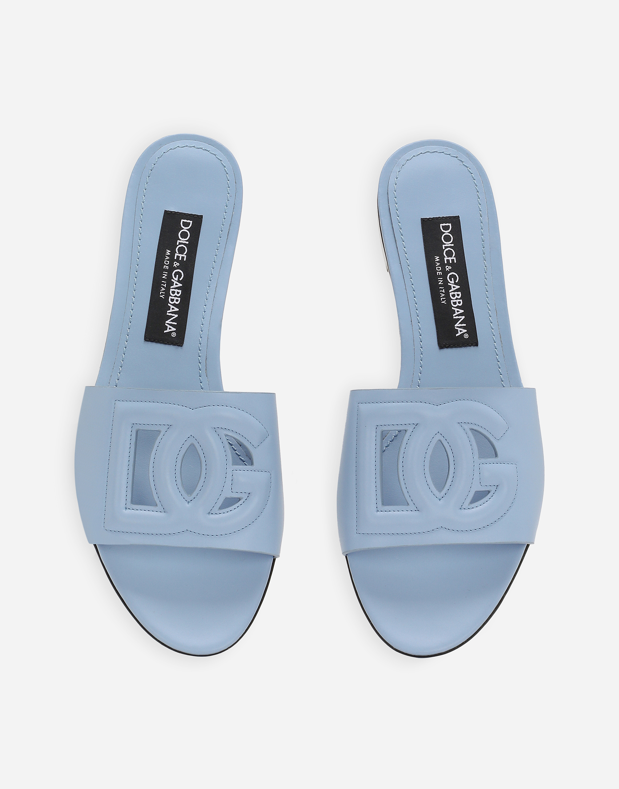 Dolce & Gabbana Blue Bianca Dg Millennials Logo Sandals In Light Blue