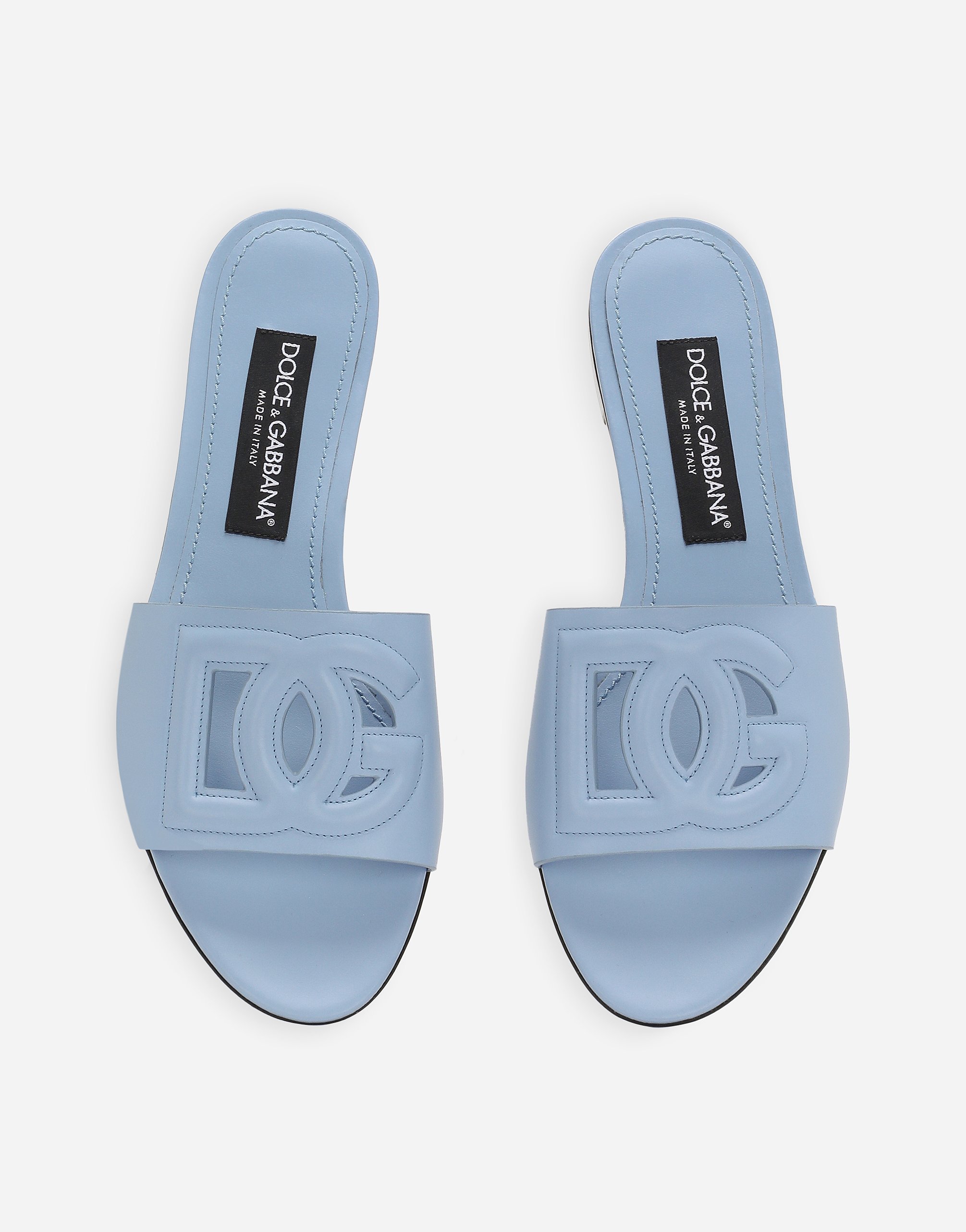 Dolce & Gabbana Blue Bianca Dg Millennials Logo Sandals In Light Blue