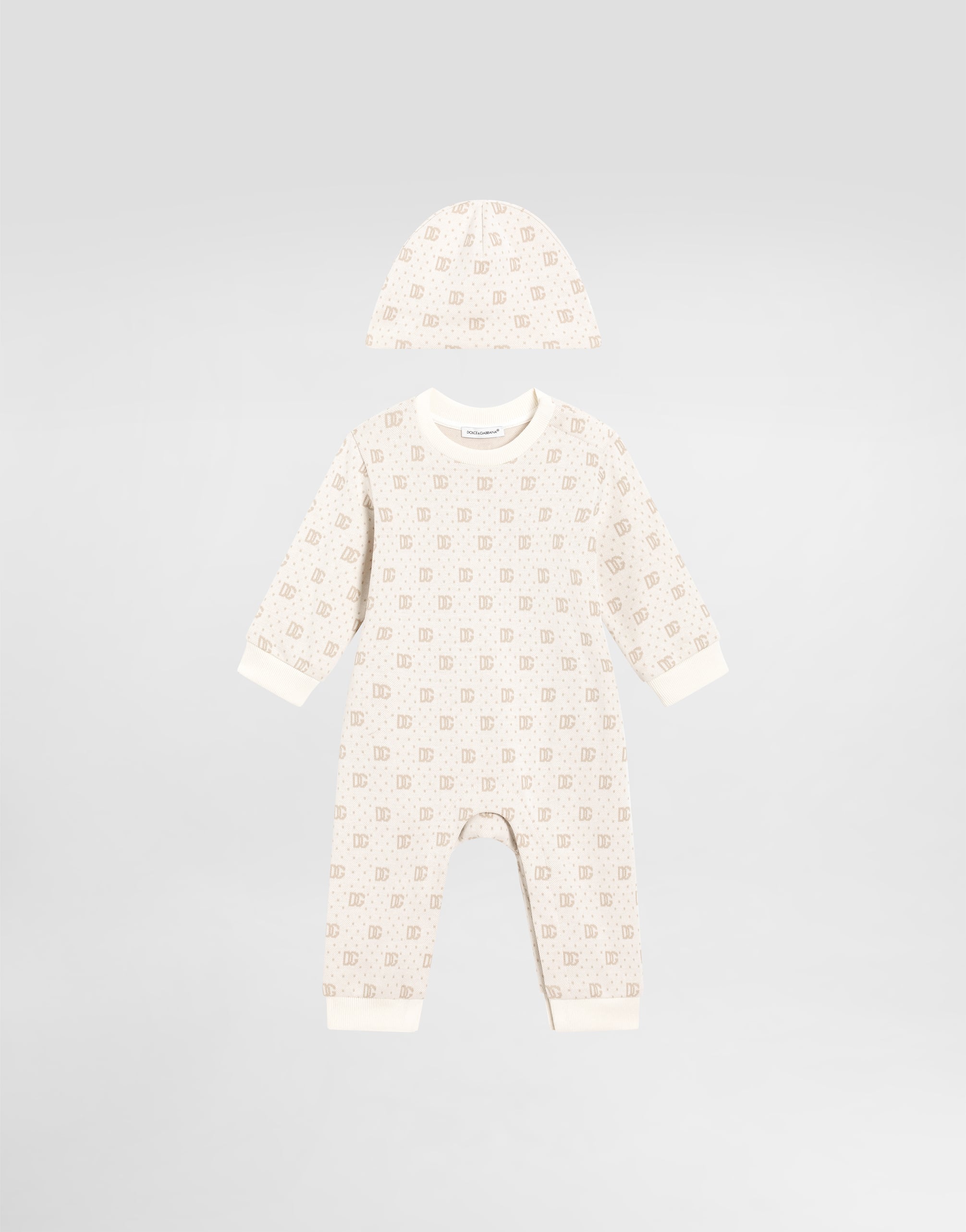 2-piece knit gift set with jacquard DG logo and polka dots in