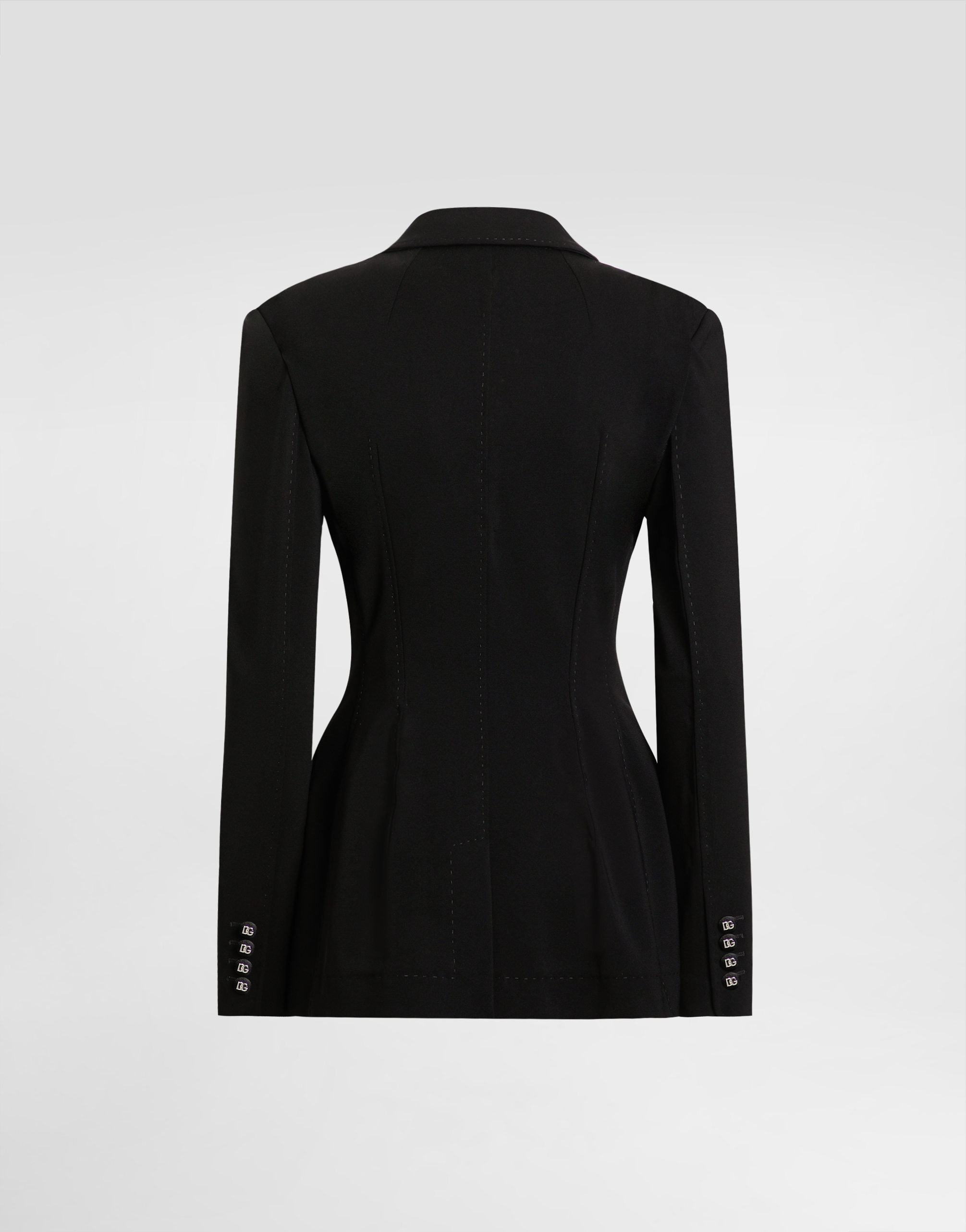  Dolce & Gabbana Dolce & Gabbana Double-breasted Turlington Jacket In Jersey Milano Rib - Woman Blazers Black Viscose 42 