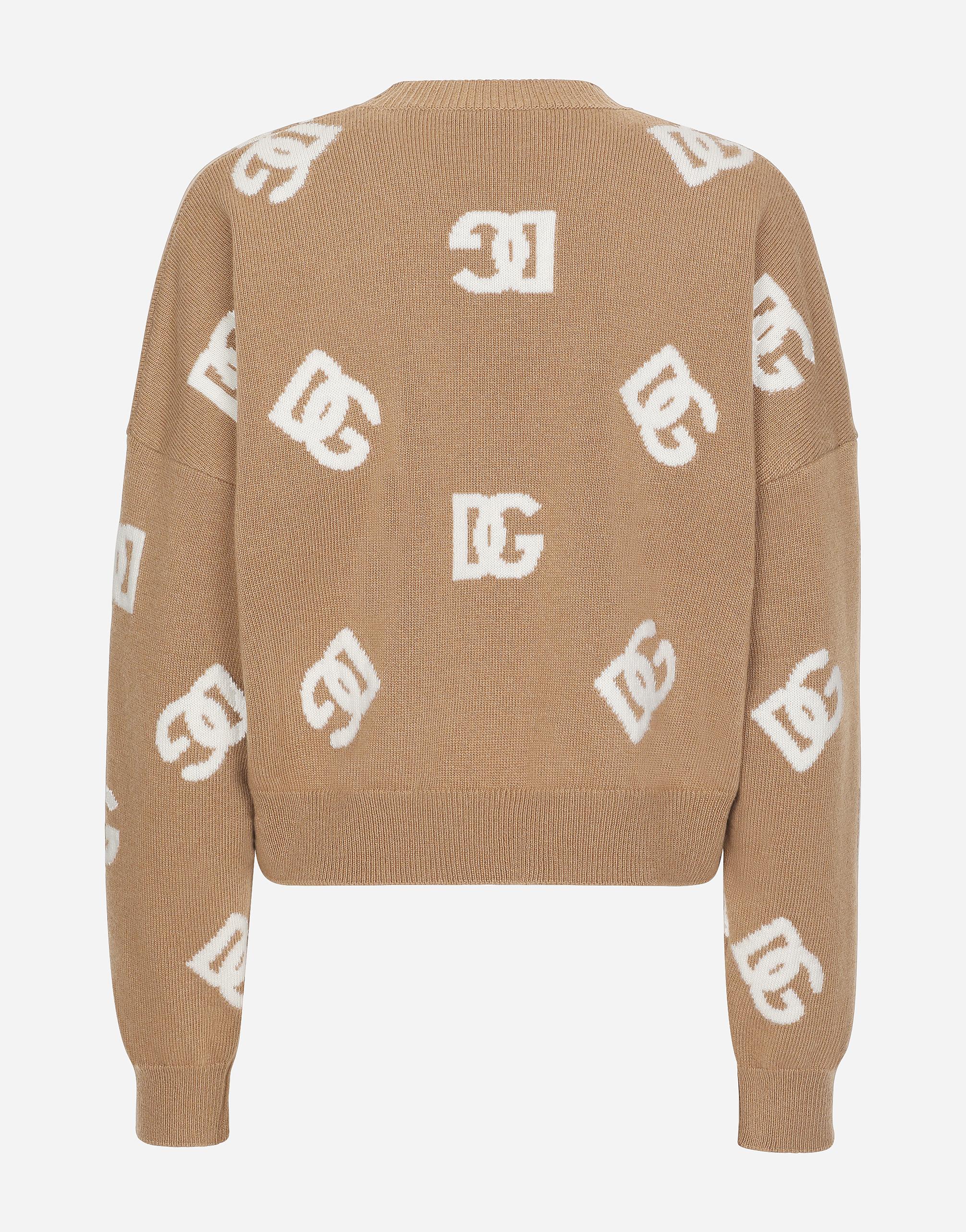 DOLCE & GABBANA CROPPED WOOL SWEATER WITH DG INLAY