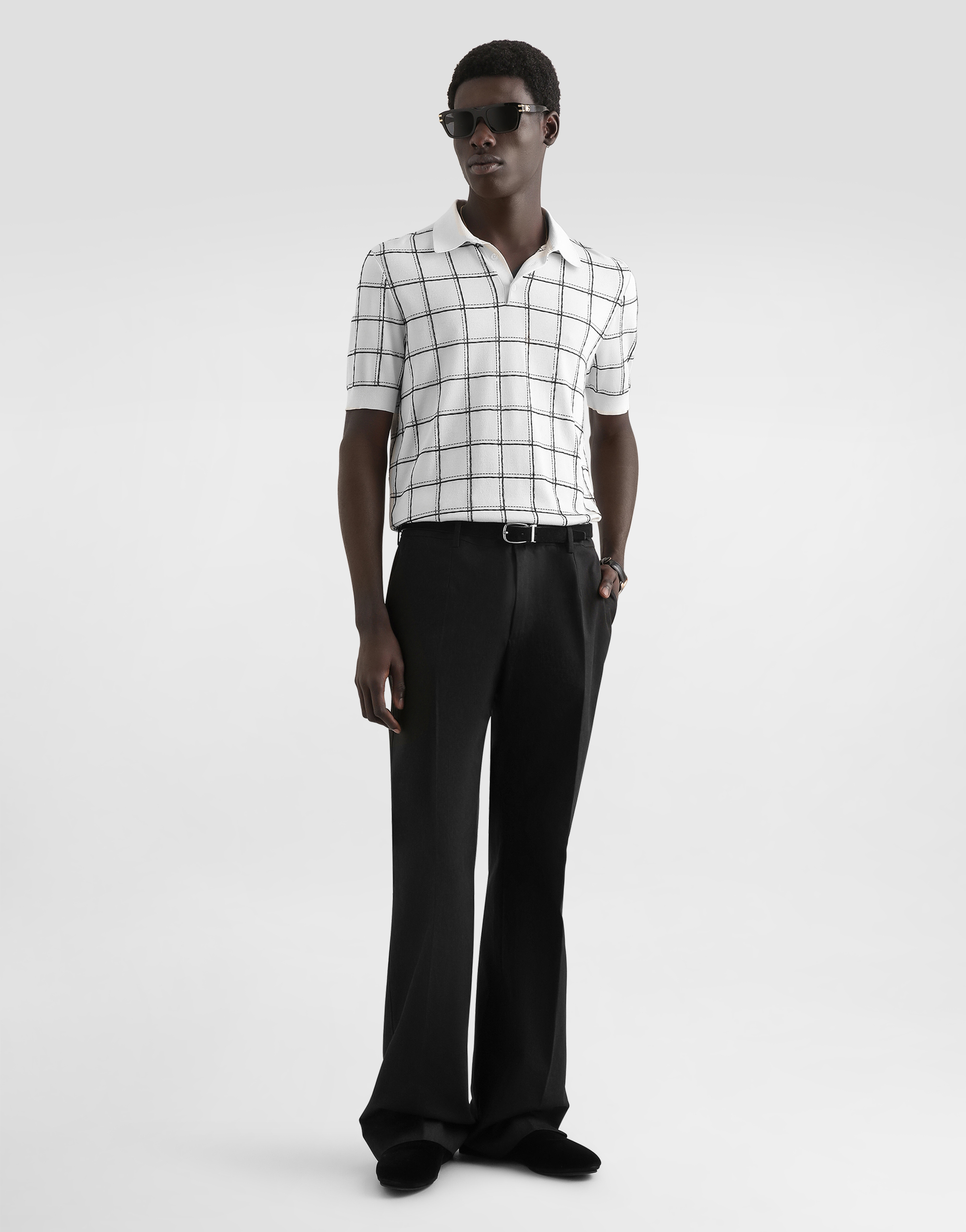 Dolce & Gabbana Silk Polo Shirt With Intarsia And Embroidery - Mann Strickwaren Schwarz 50 
