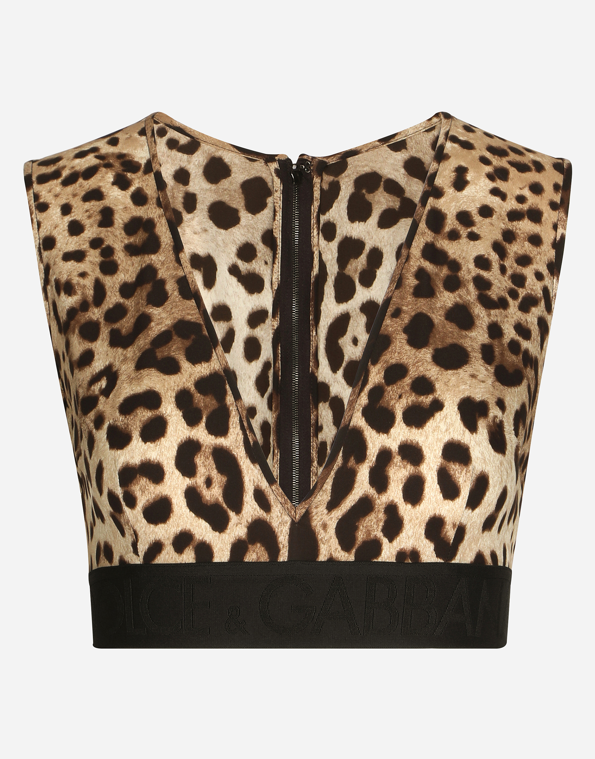 Dolce & Gabbana Leopard-print Charmeuse Top In Animal Print