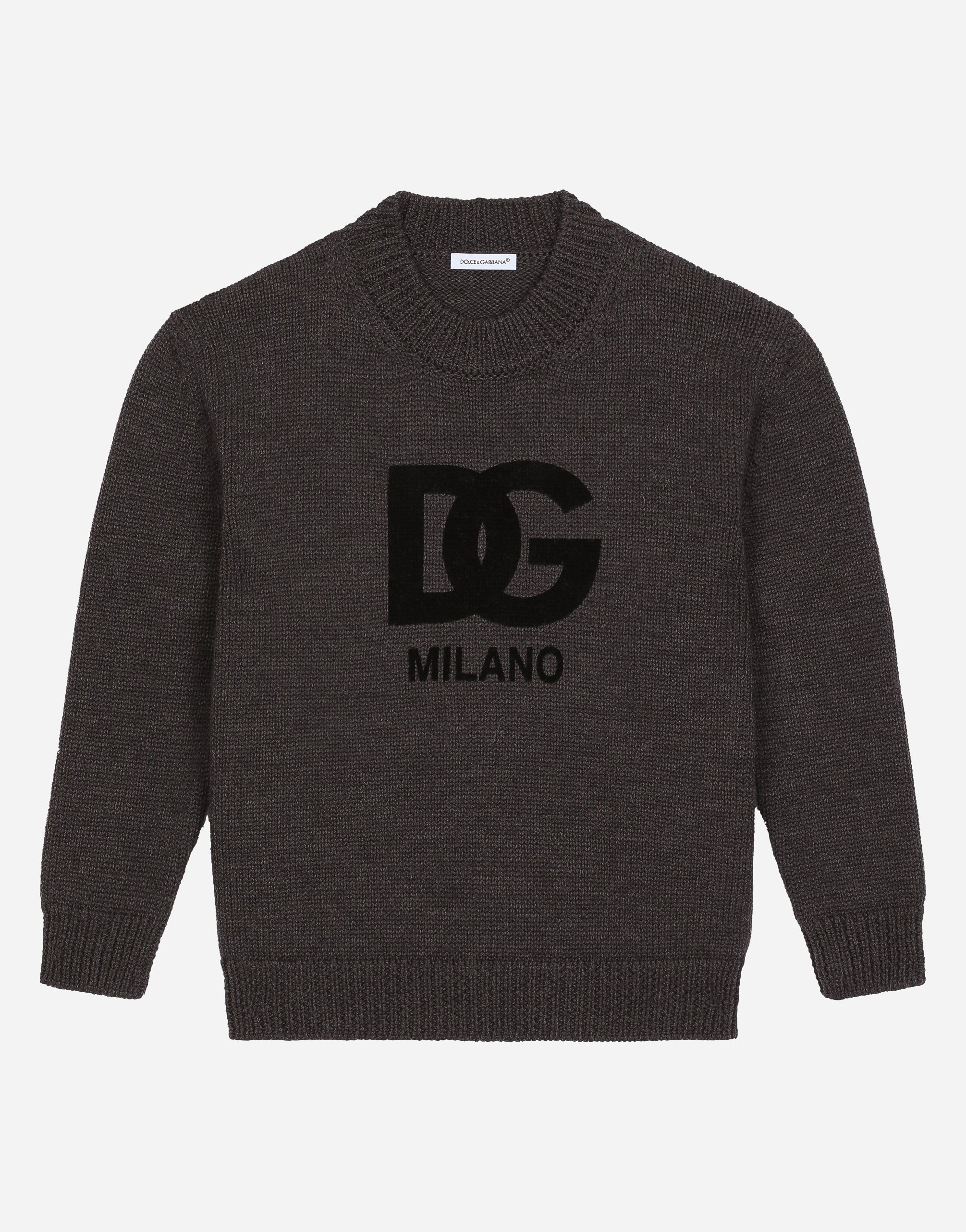 Wool round-neck sweater with flocked DG logo