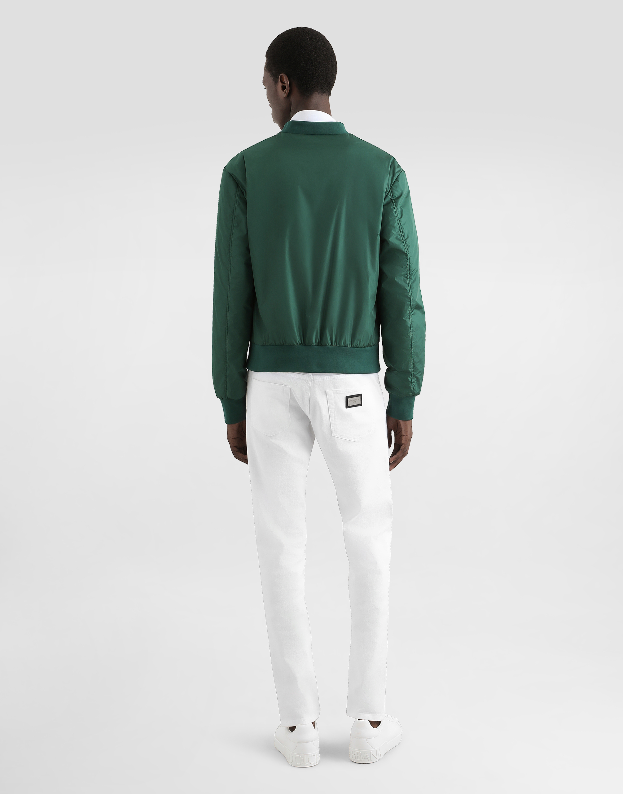 Dolce & Gabbana Nylon Jacket With Branded Tag In Green