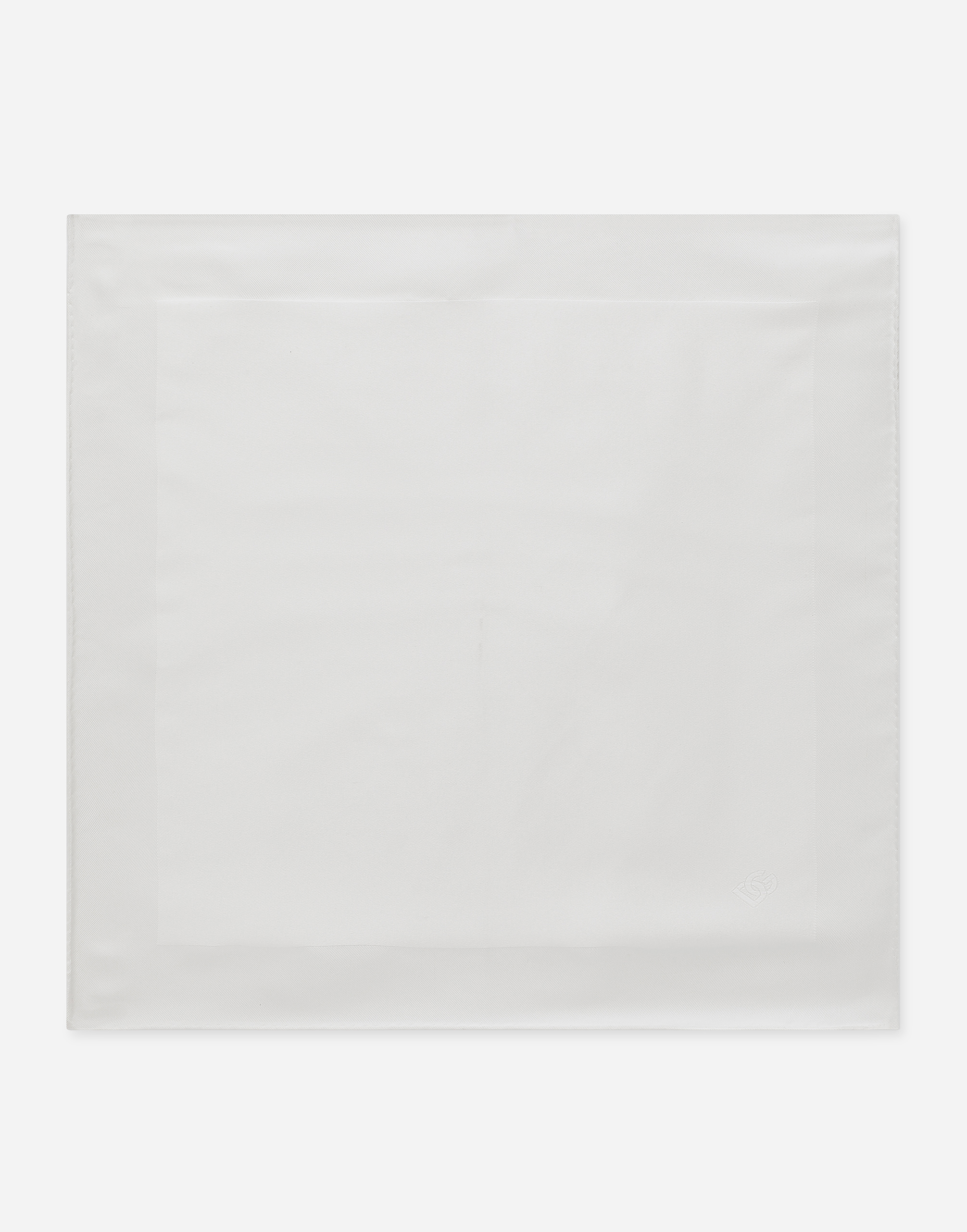 Dolce & Gabbana Male White Silk Pocket Square With Dg Logo Embroidery - Man Ties And Pocket Squares Silk Onesize