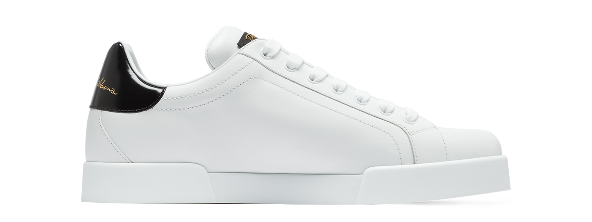 Dolce & Gabbana LEATHER SNEAKERS WITH SLOGAN PATCH AND APPLICATIONS White 3