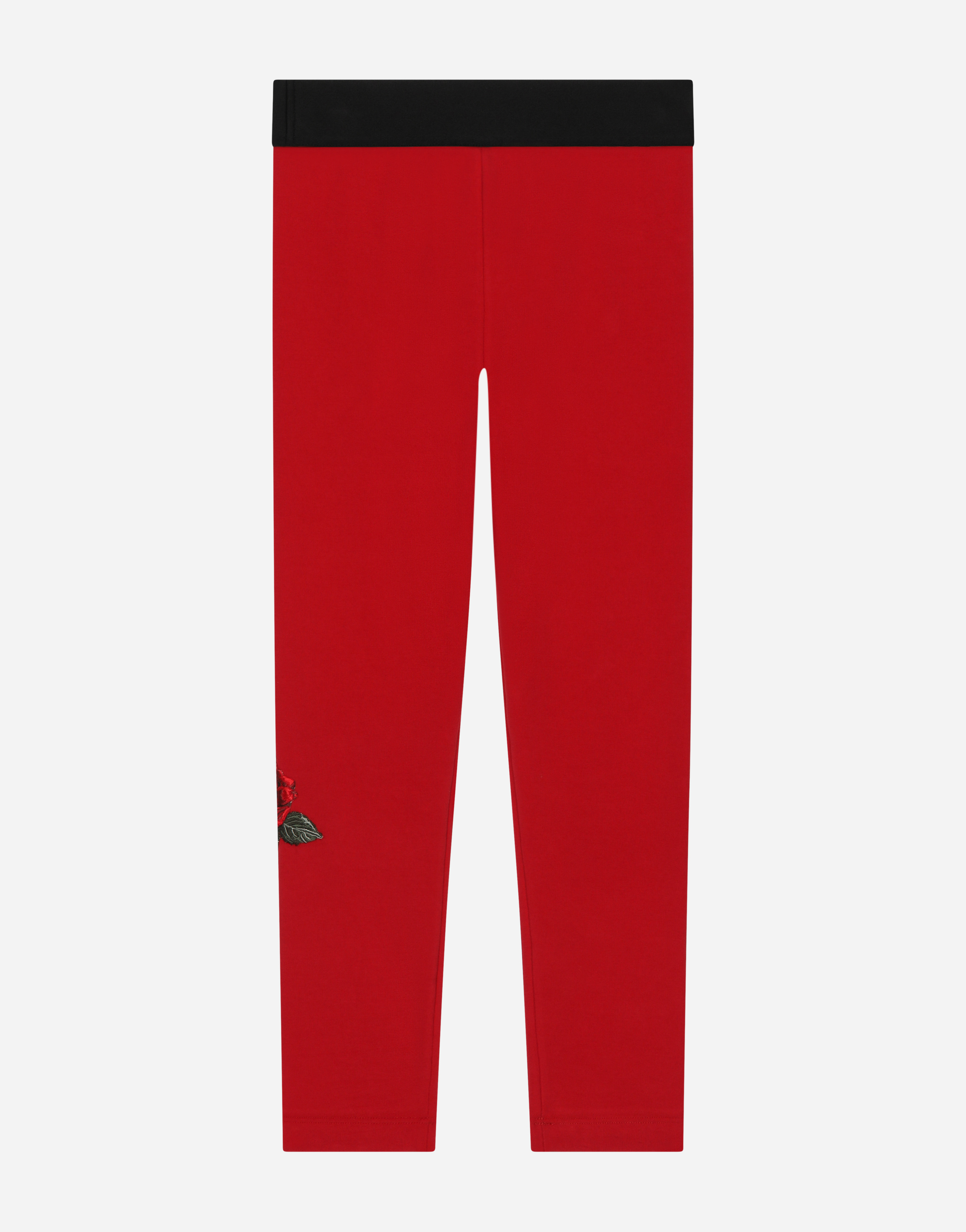 Dolce & Gabbana Interlock Leggings With Logo And Rose Print In Bordeaux