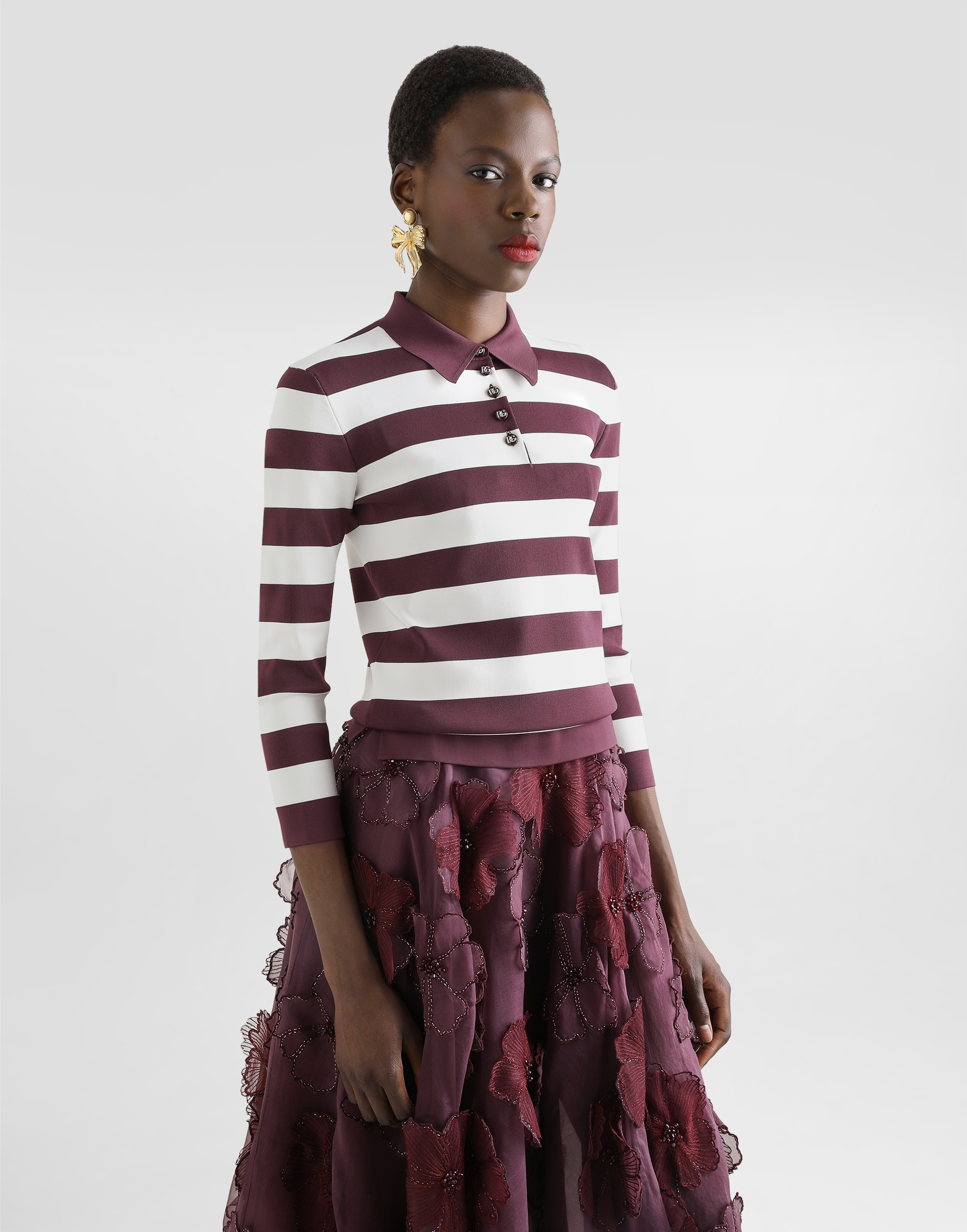 Dolce & Gabbana Striped Viscose Polo-shirt In Multicolor