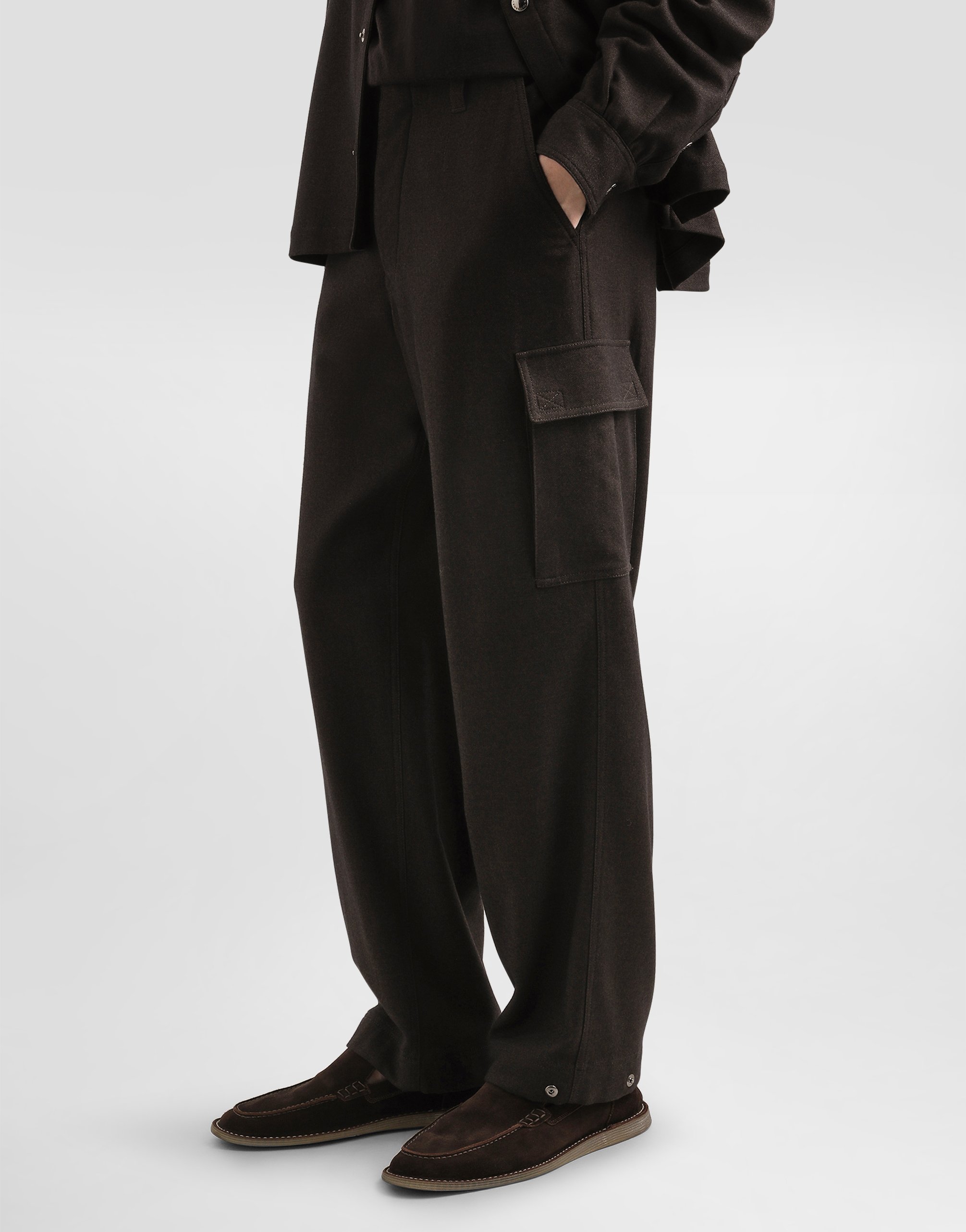 Melange wool mat trousers