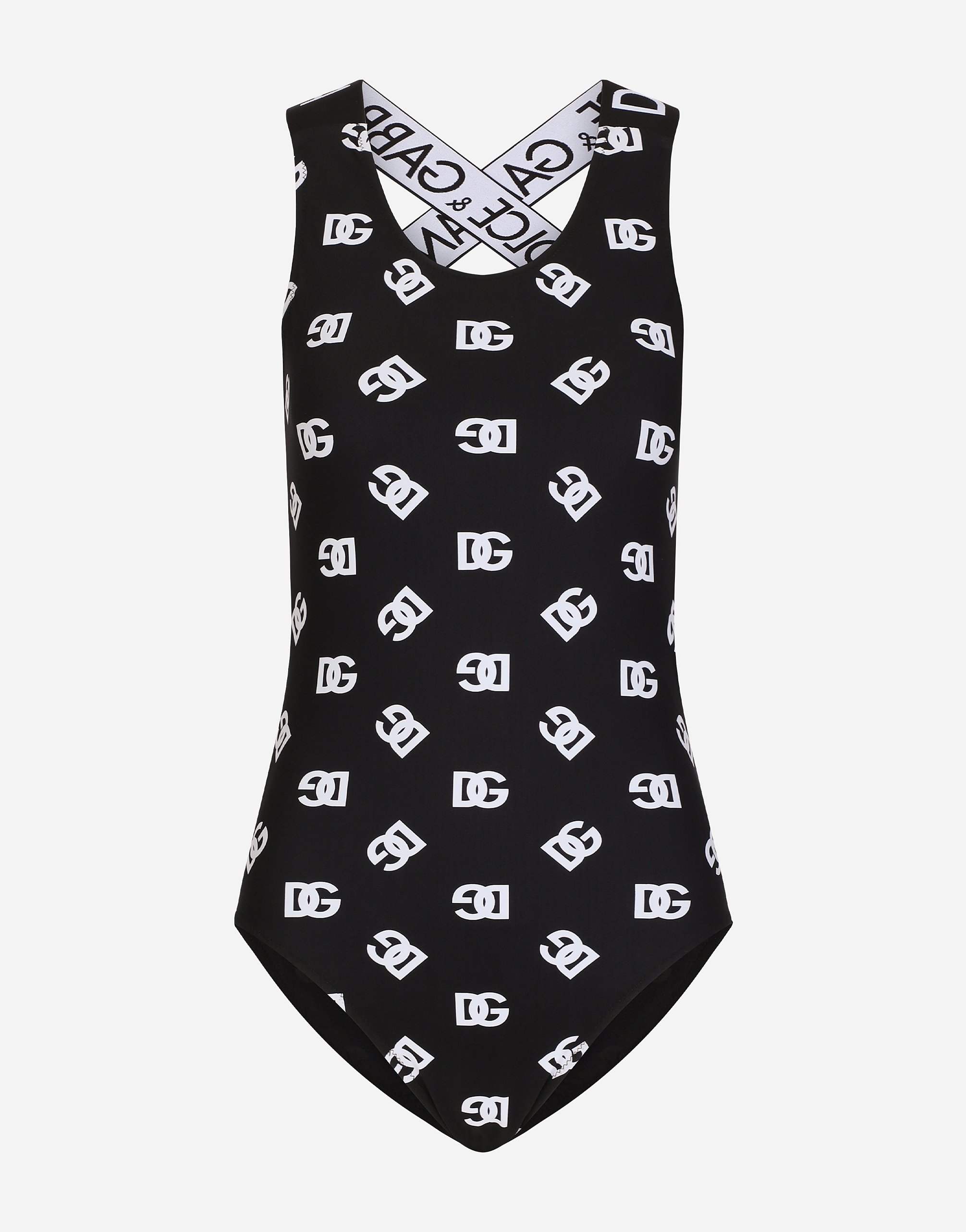 Dolce & Gabbana One-piece Swimsuit With All-over Dg Logo Print In Multicolor