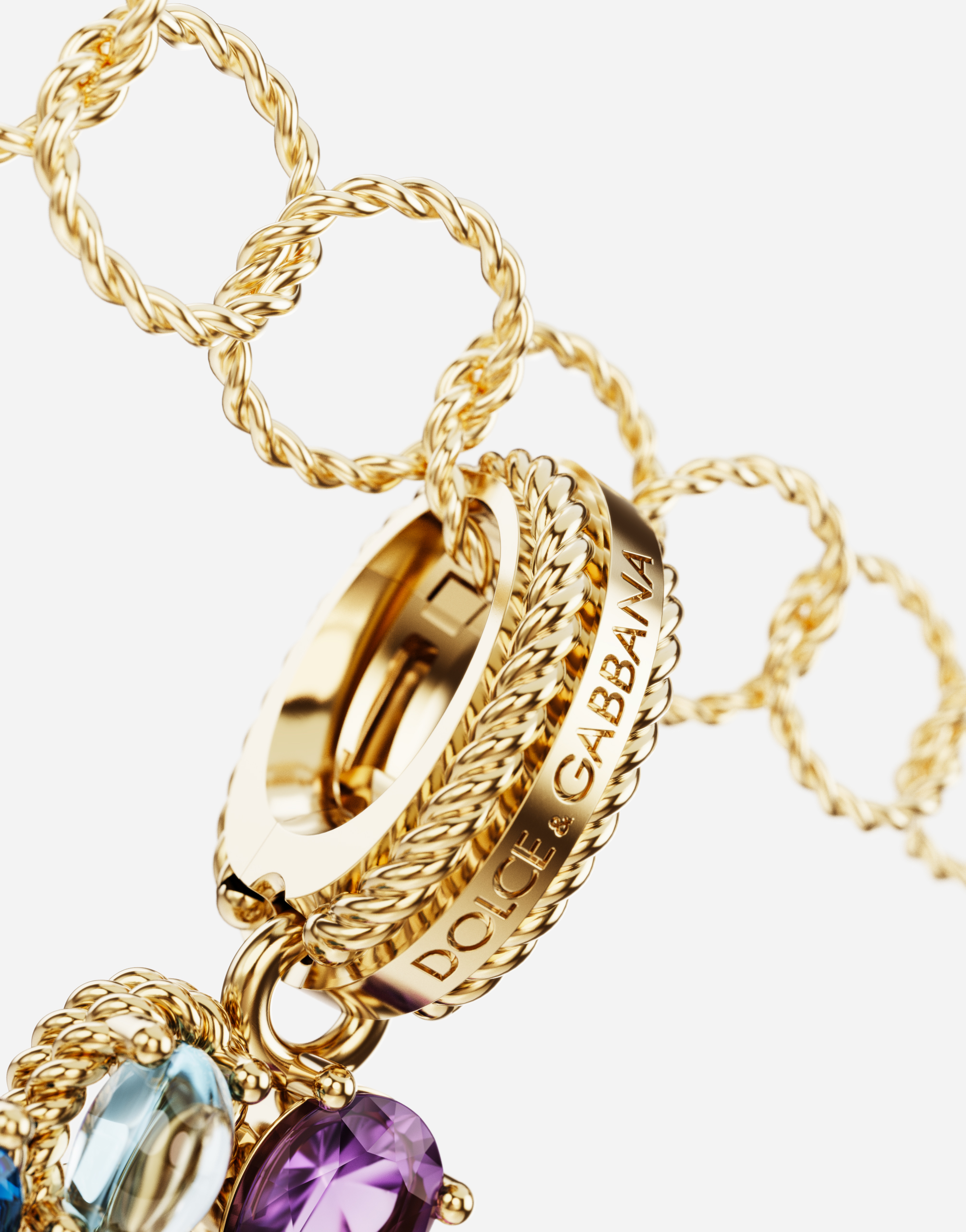 Dolce & Gabbana 18 Kt Yellow Gold Rainbow Pendant With Multicolor Finegemstones Representing Number 2 Yellow Gold Fe In Yellow Gold