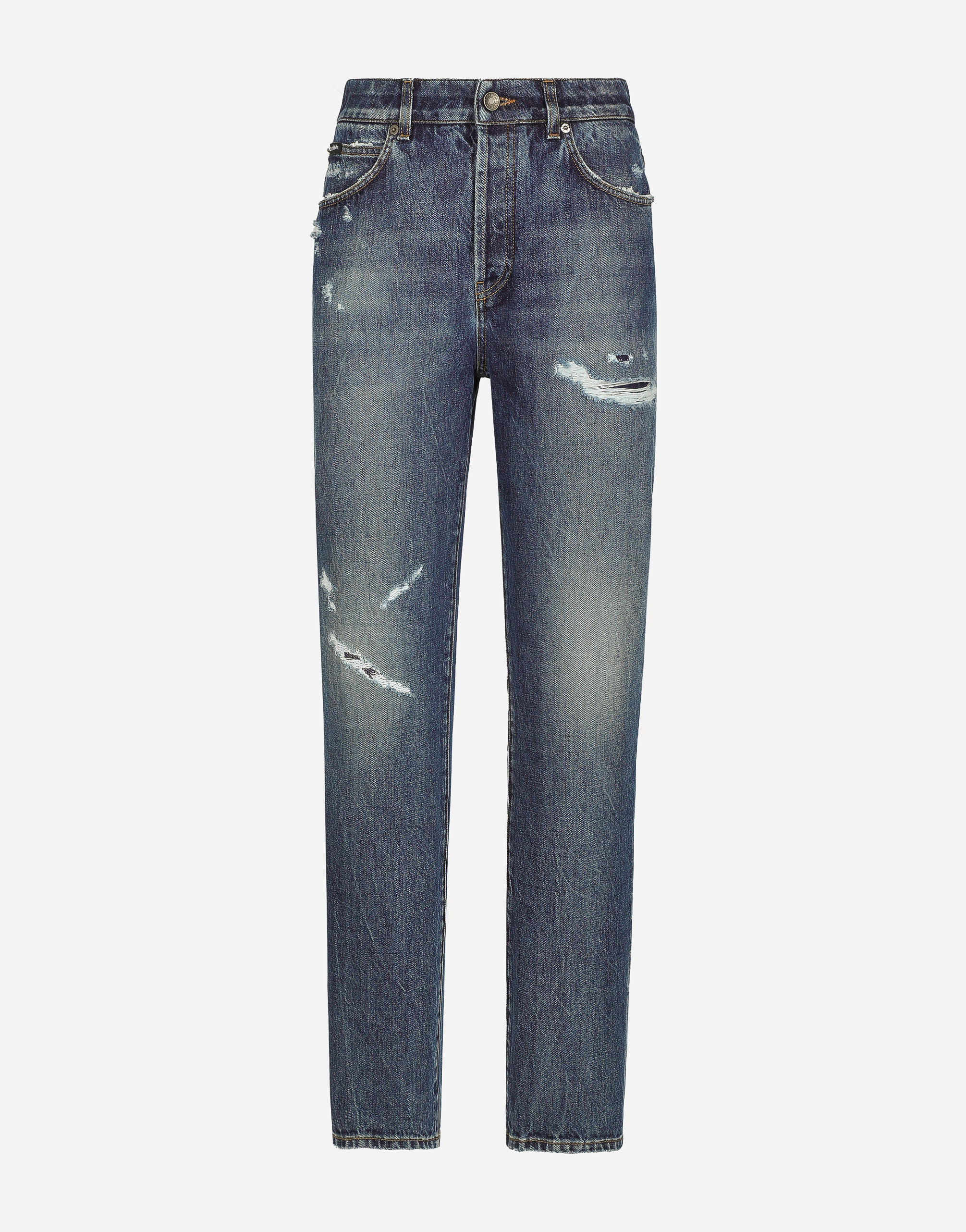 Shop Dolce & Gabbana Denim Jeans With Rips In Blue