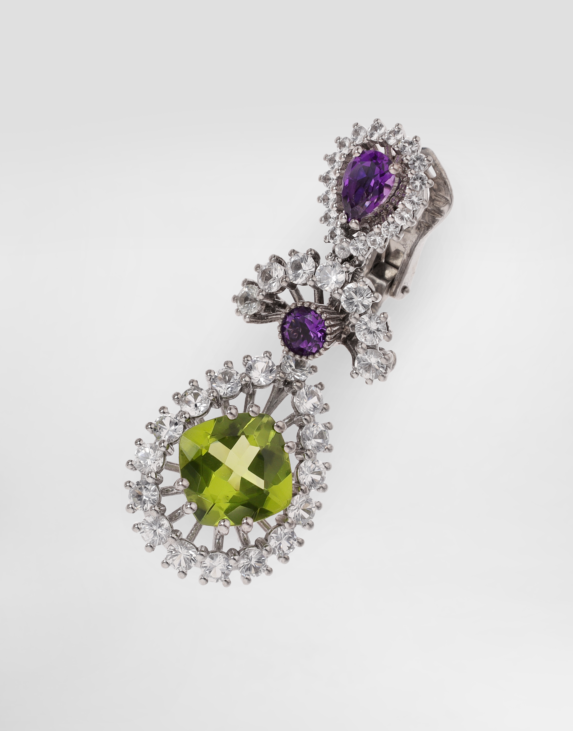 Dolce & Gabbana Eleganza Earrings 18-carat White Gold, Amethysts, Peridots, And Sapphires In Metallic