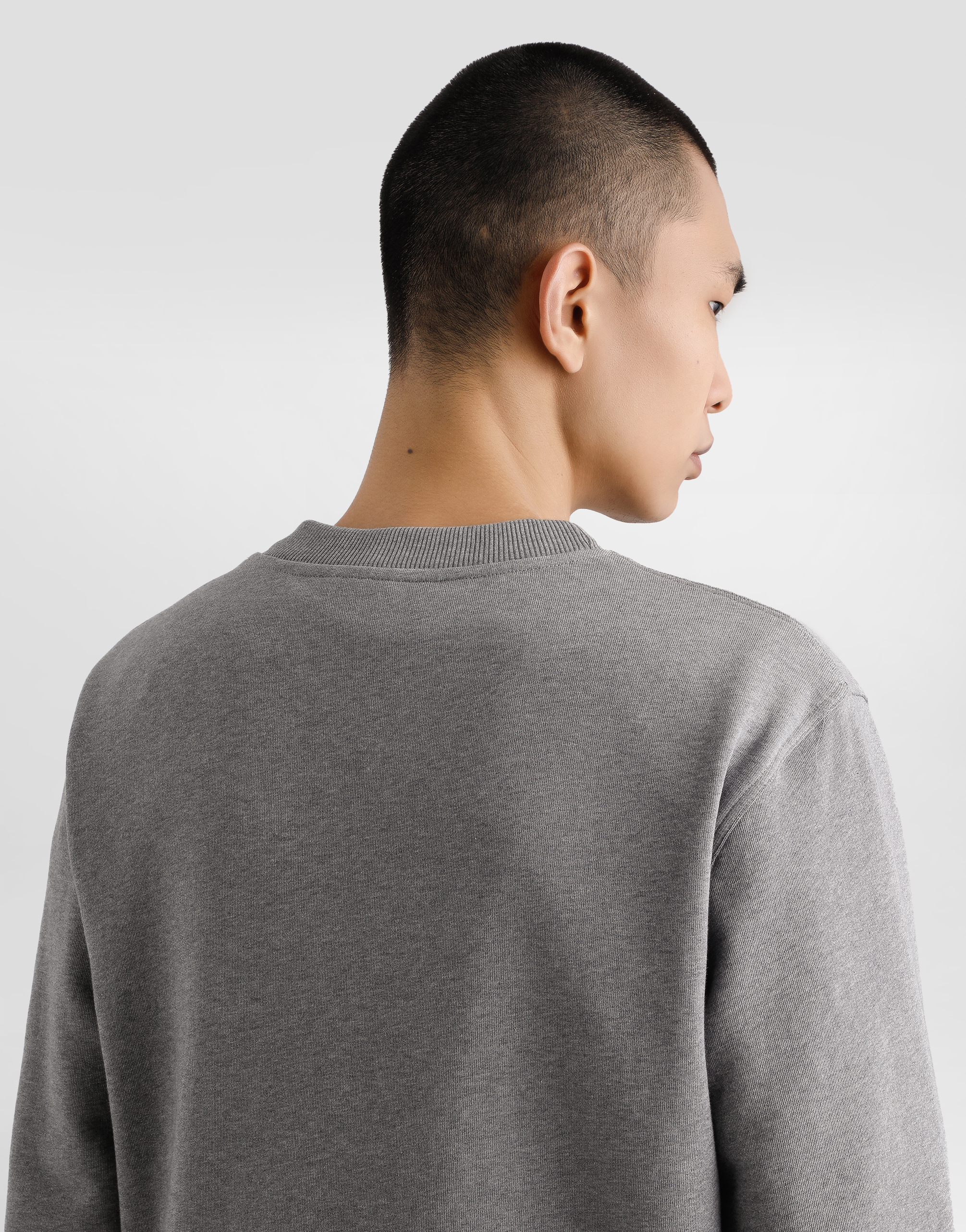 Dolce & Gabbana Men Long Sleeve Crew-neck Sweatshirt In Gray