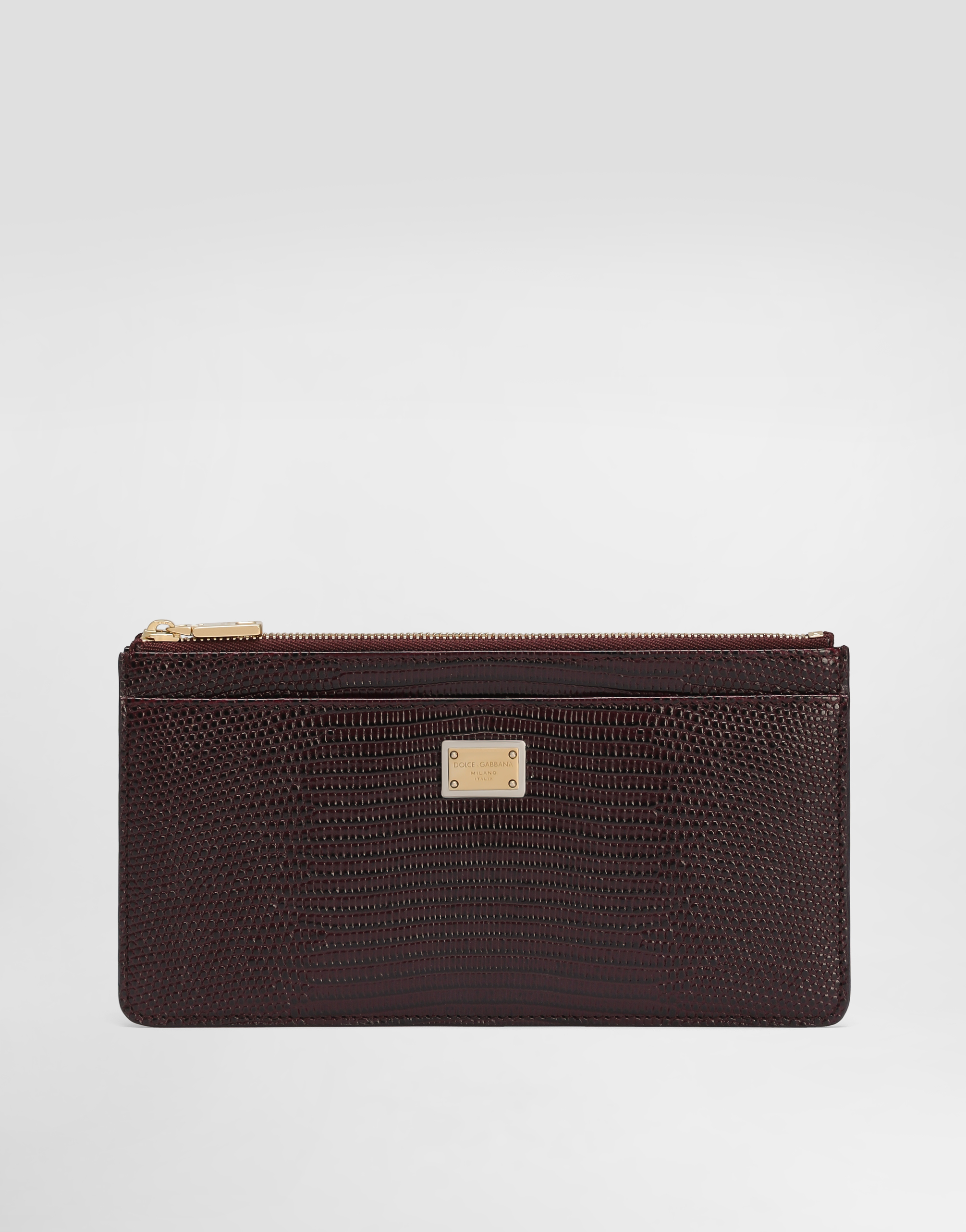 Dolce & Gabbana Iguana-print Leather Card Holder In Brown