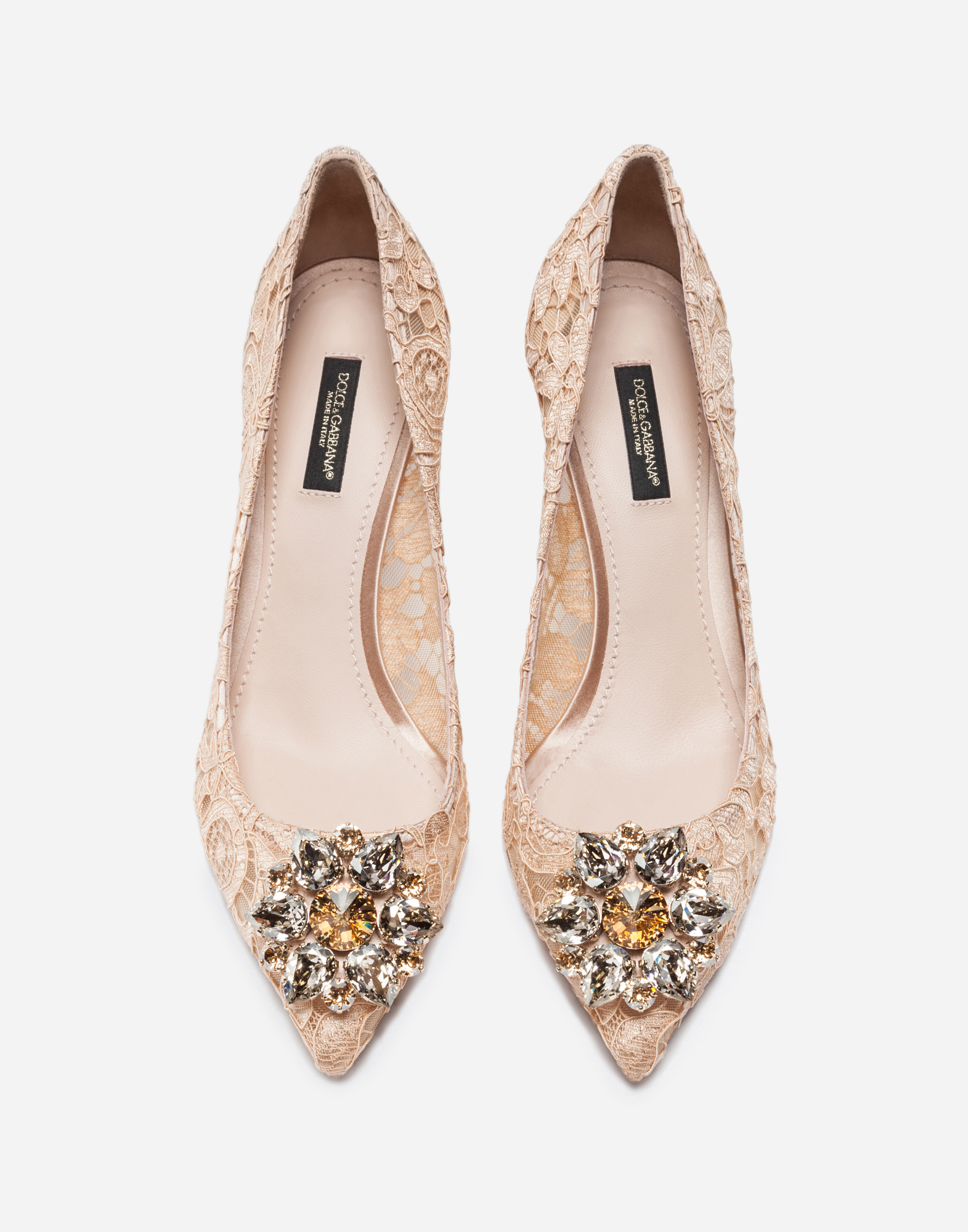  Dolce & Gabbana Lace Rainbow Pumps With Brooch Detailing - Femme Escarpins Et Slingbacks Rose Dentelle 38.5 