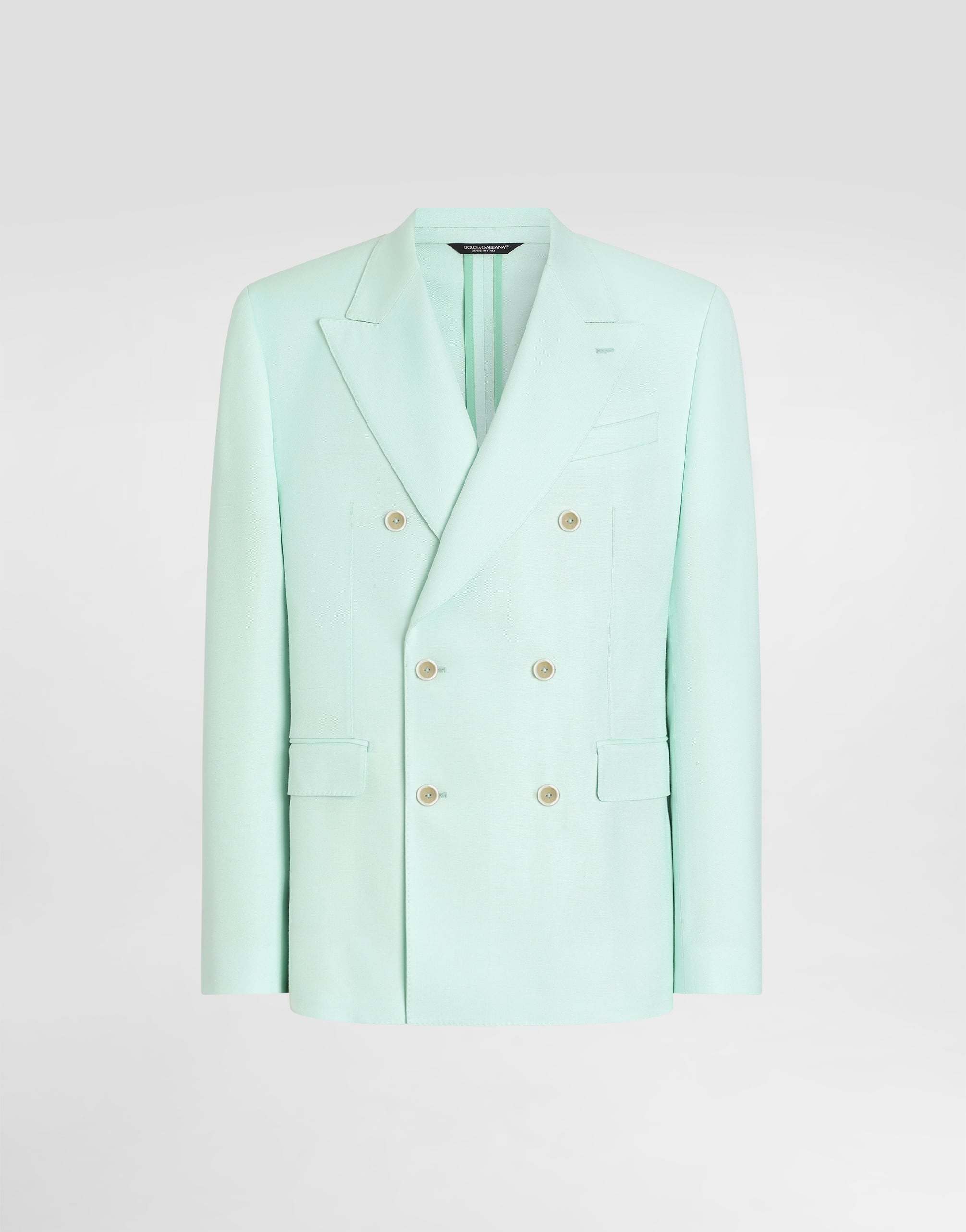 DOLCE&GABBANAエメラルドグリーンバージンウールブークレジャケット36 Sicilia light double-breasted viscose jacket in Azure for Men