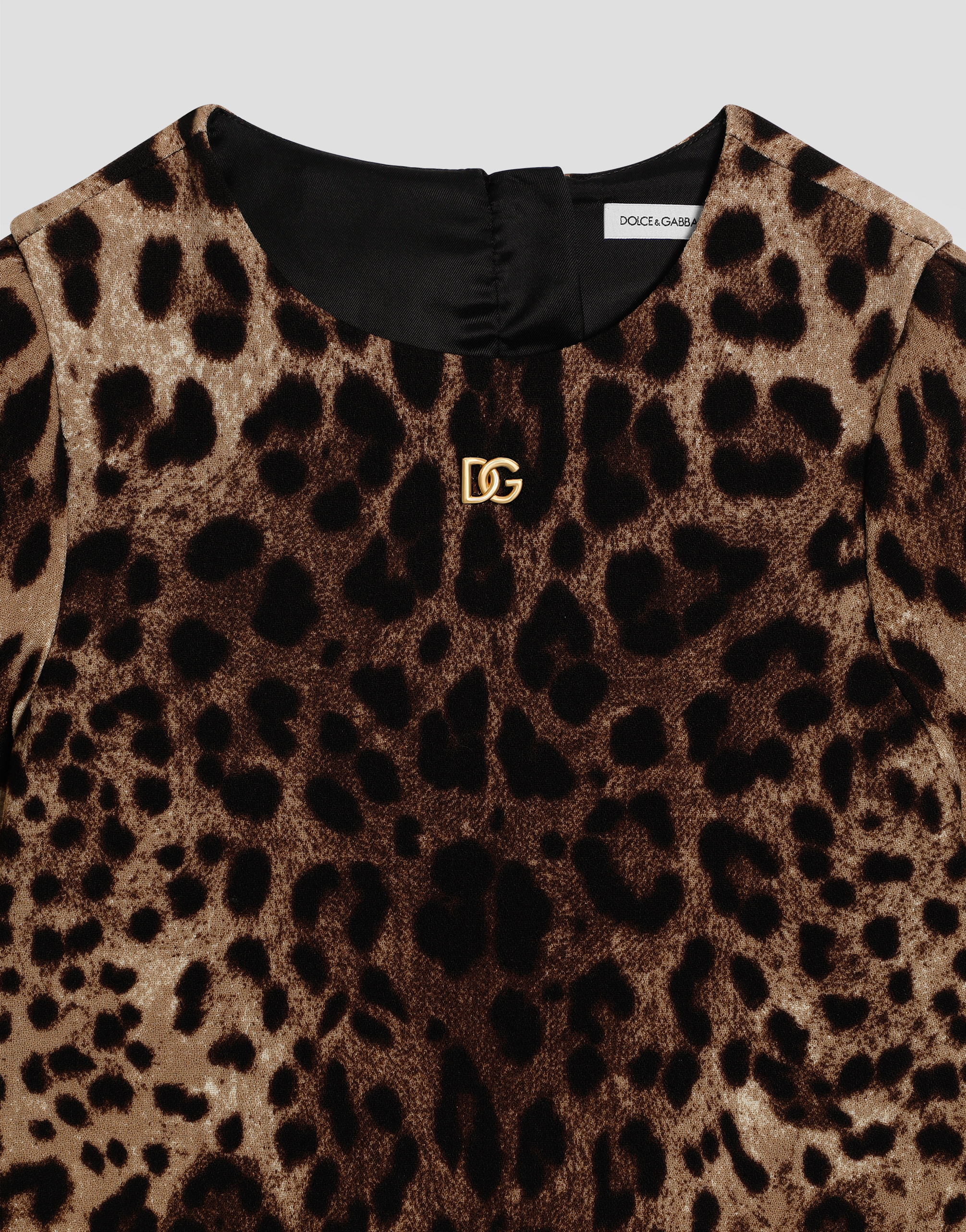 Leo-print double crêpe dress