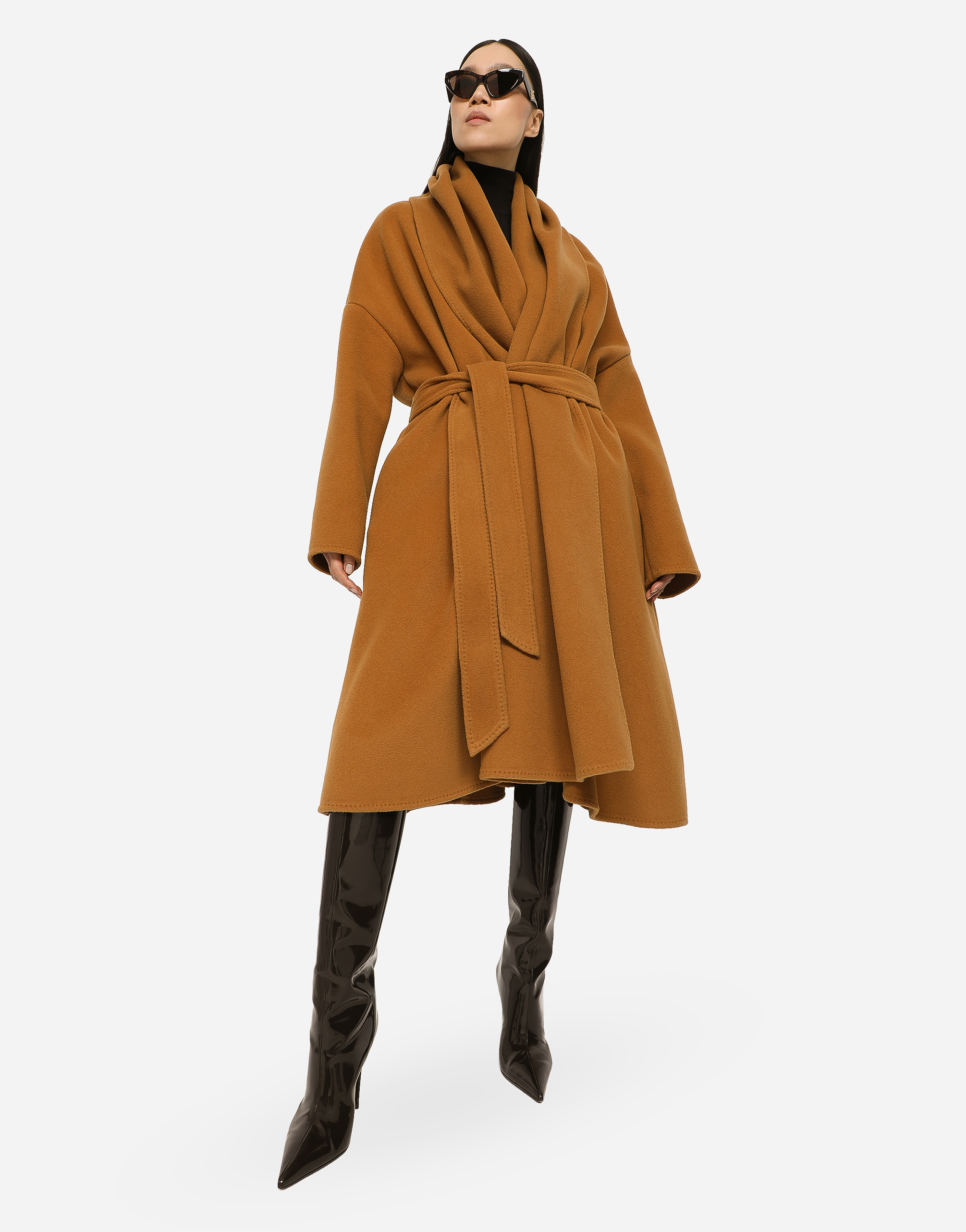 DOLCE & GABBANA BELTED OVERSIZE CASHMERE WOOL COAT