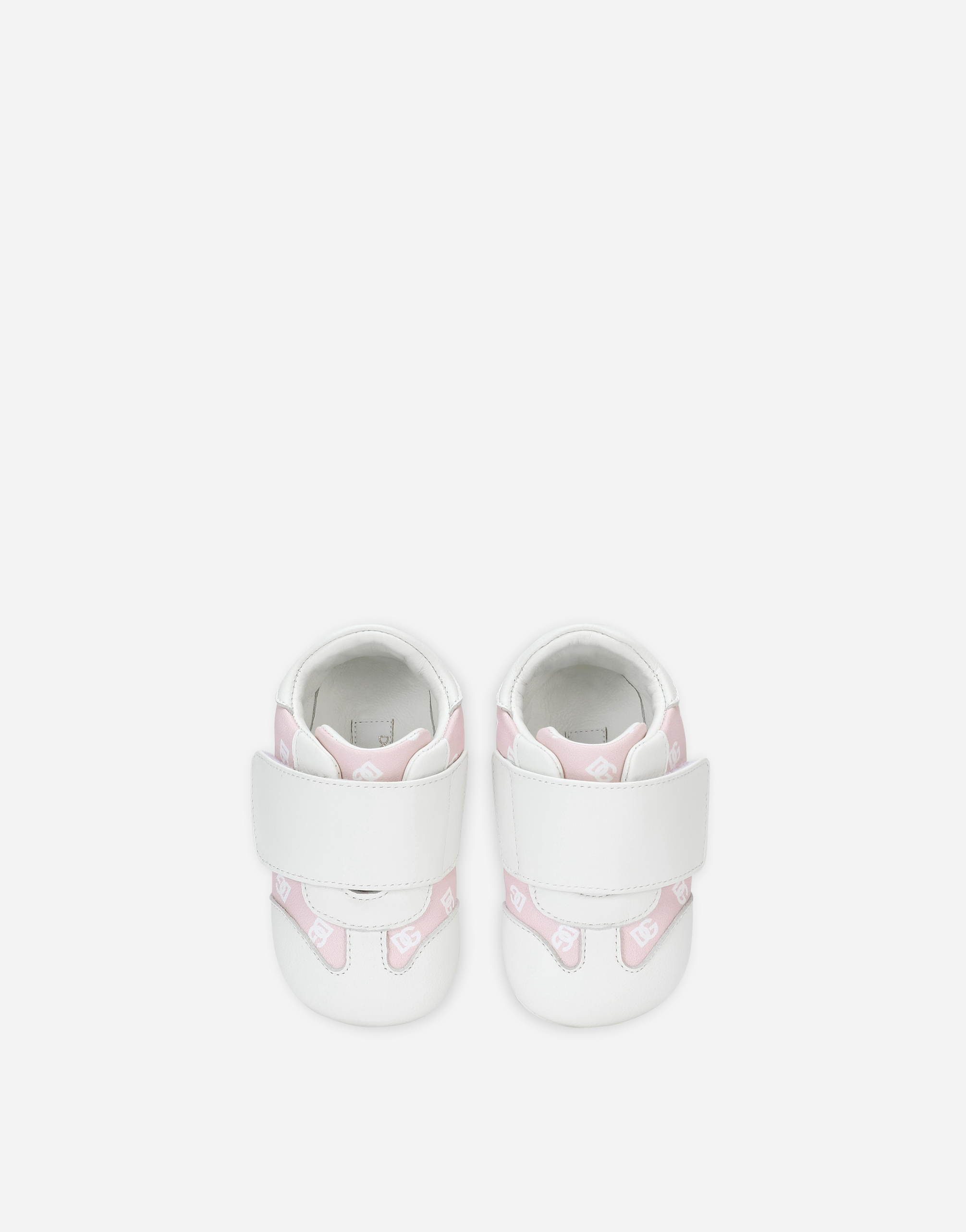 DOLCE & GABBANA NAPPA LEATHER NEWBORN SNEAKERS WITH DG-LOGO PRINT