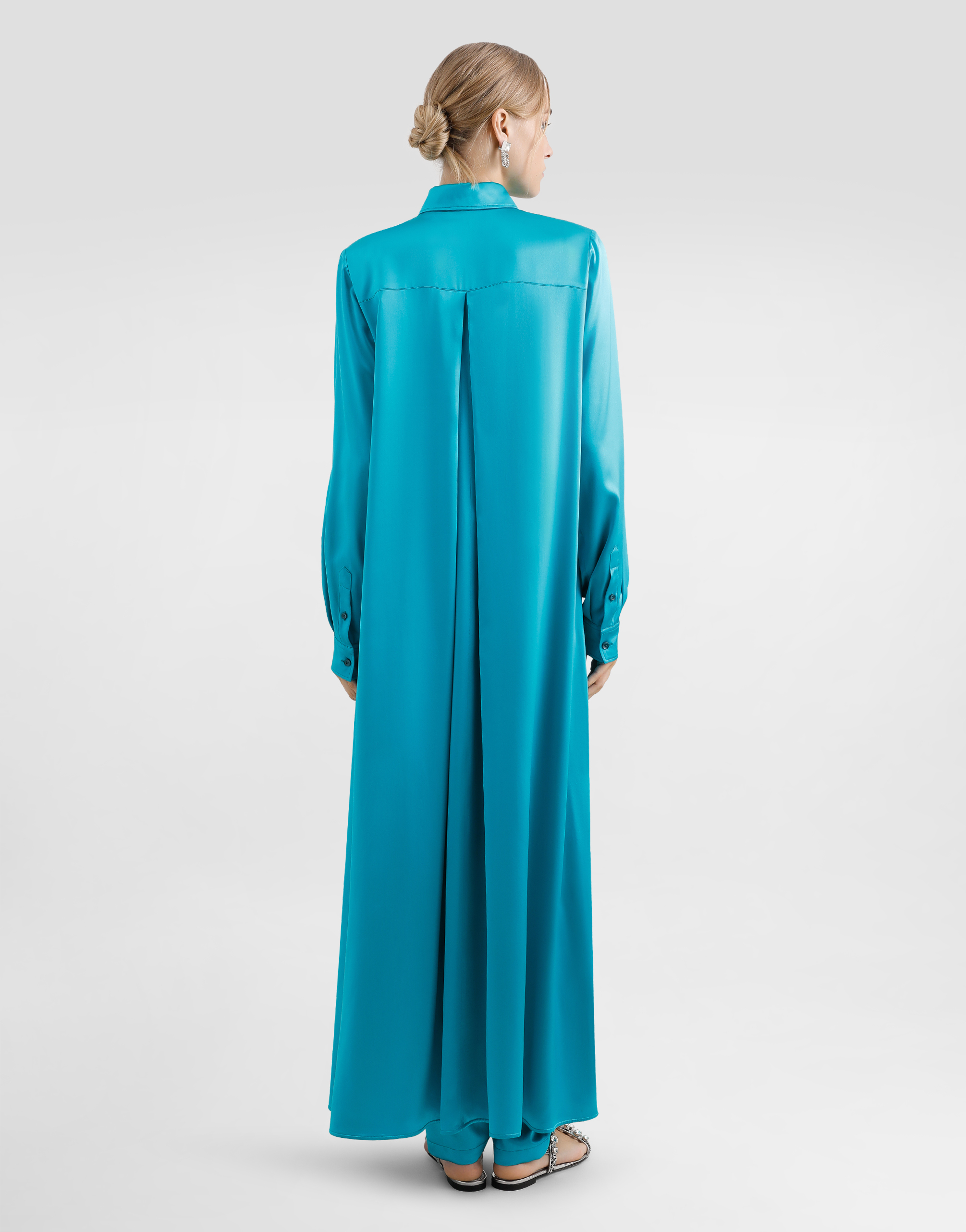 Dolce & Gabbana Long Silk Satin Caftan In Green