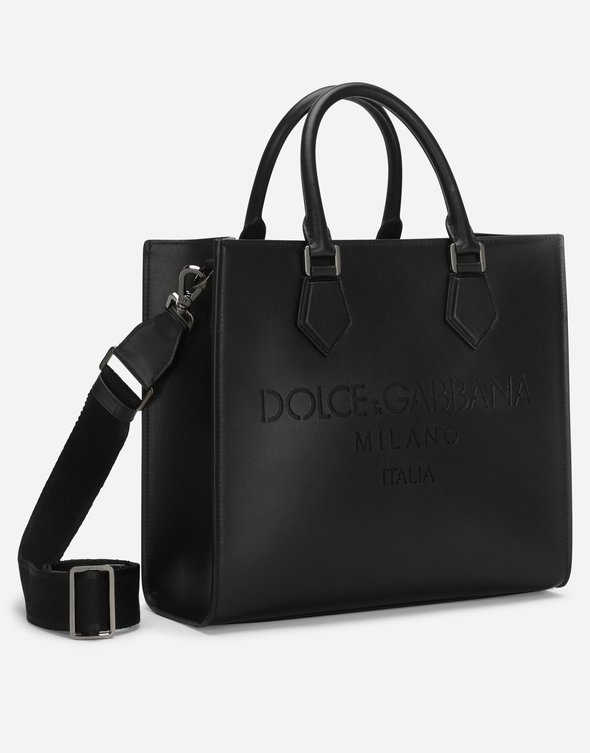 DOLCE & GABBANA SMALL CALFSKIN SHOPPER WITH LOGO