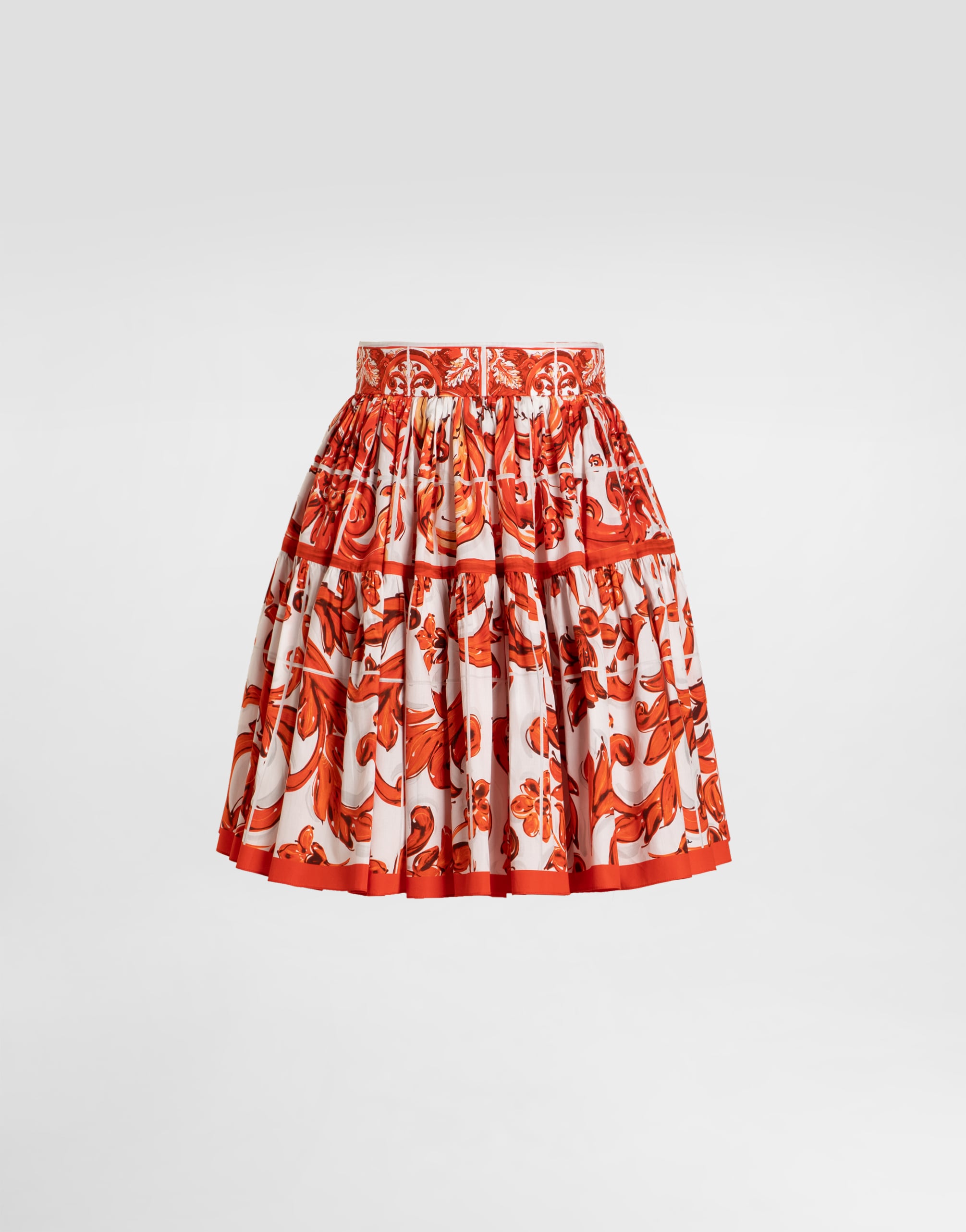 【未使用】DOLCE&GABBANAマヨリカプリント トラックJKおしゃれ Multicolorのウィメンズ マヨリカプリント ポプリン ショート スカート ジャケット・アウター