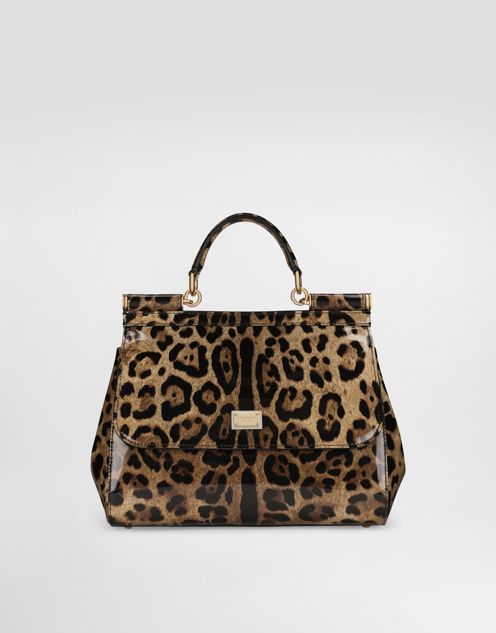 KIM DOLCE&GABBANA Small double-face Sicily bag in crocodile-print calfskin  and leopard-print polished calfskin in Animal Print