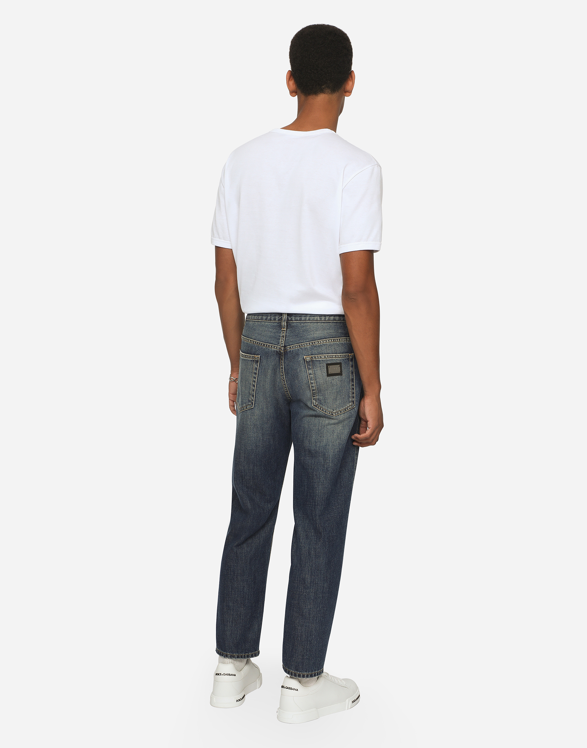 Dolce & Gabbana Light Blue Wash Loose Stretch Jeans In Multicolor