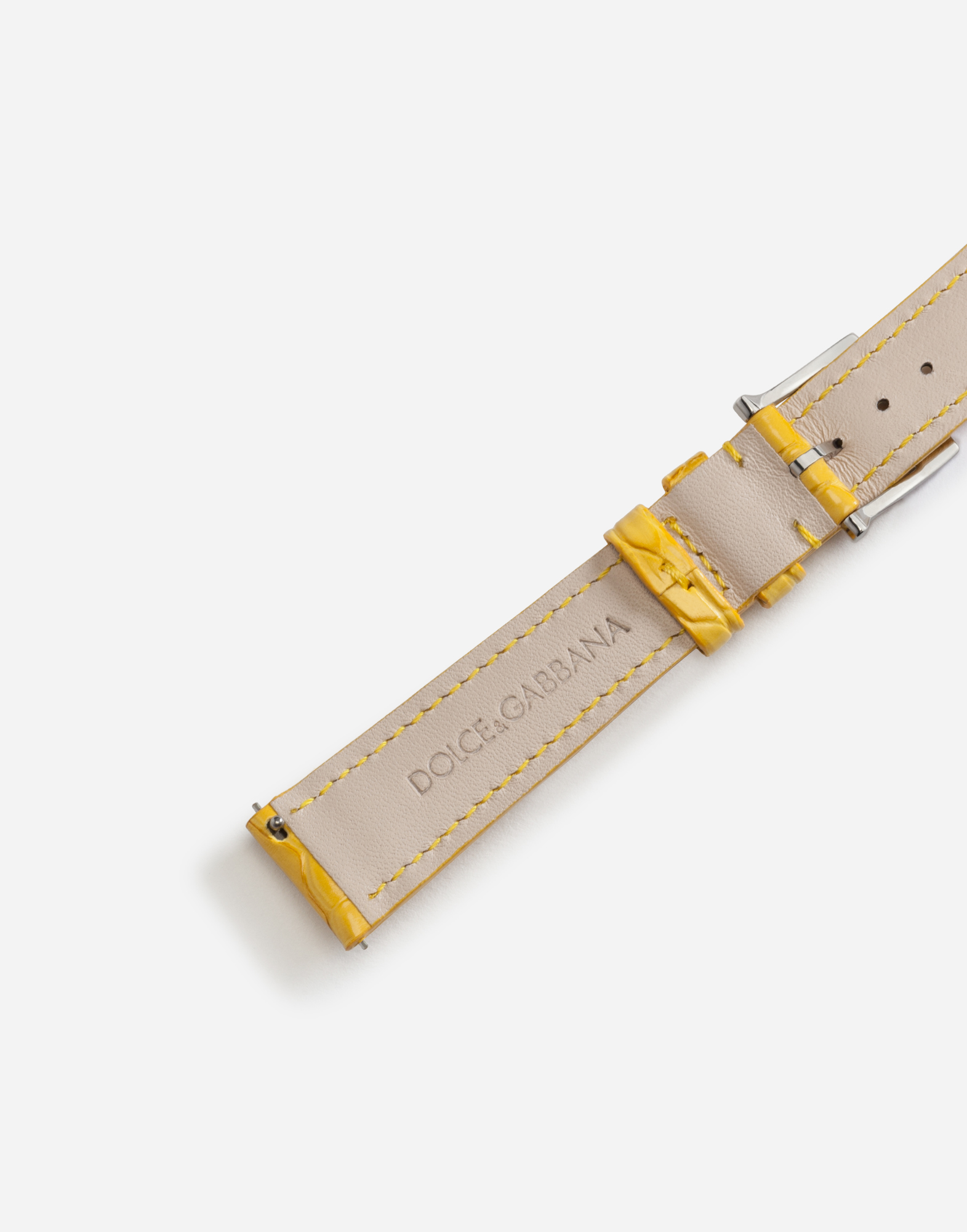 Shop Dolce & Gabbana Alligator Strap With Buckle And Hook In Steel In Yellow