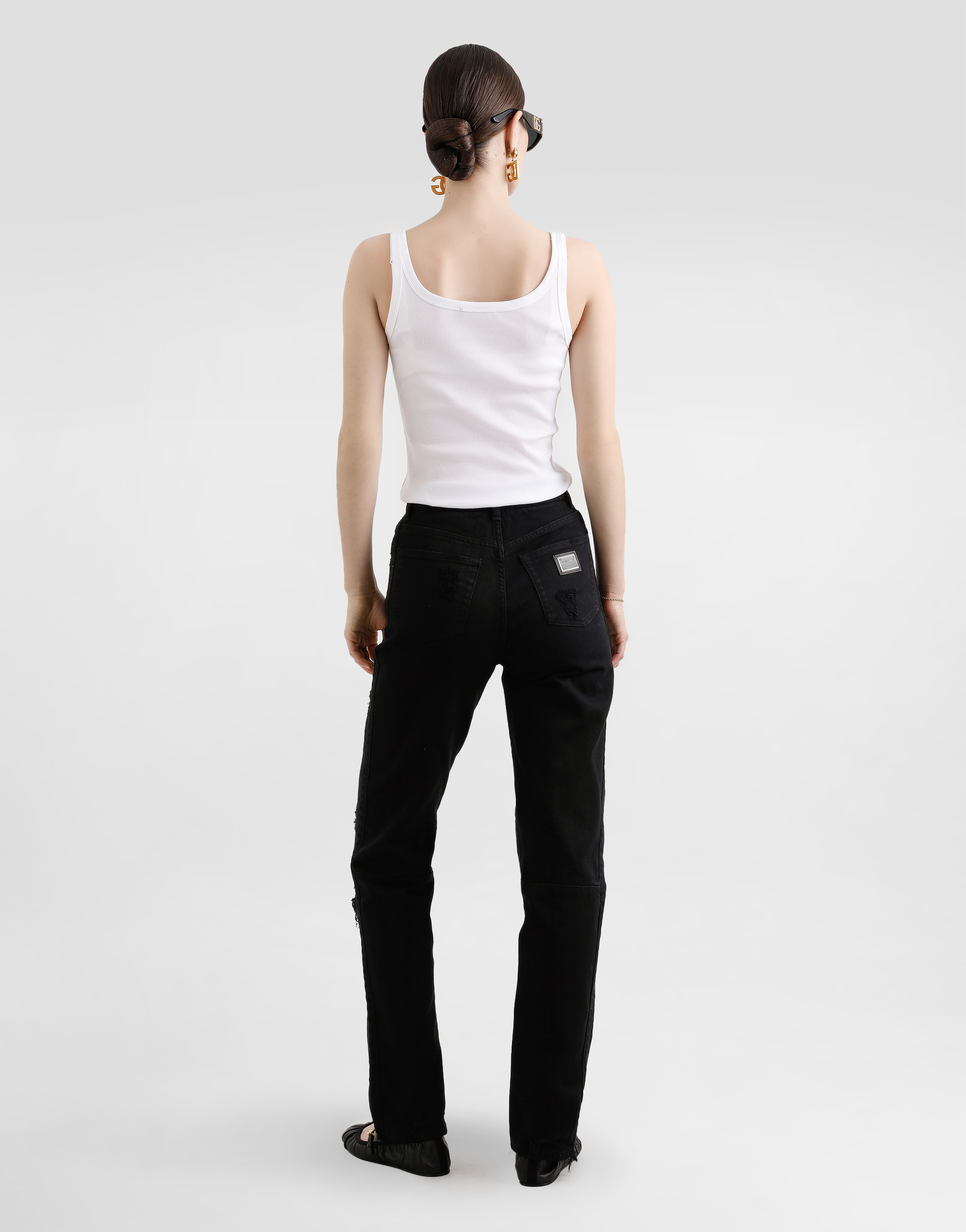 DOLCE & GABBANA KIM DOLCE&GABBANA FINE-RIB COTTON TANK TOP WITH THE RE-EDITION LABEL