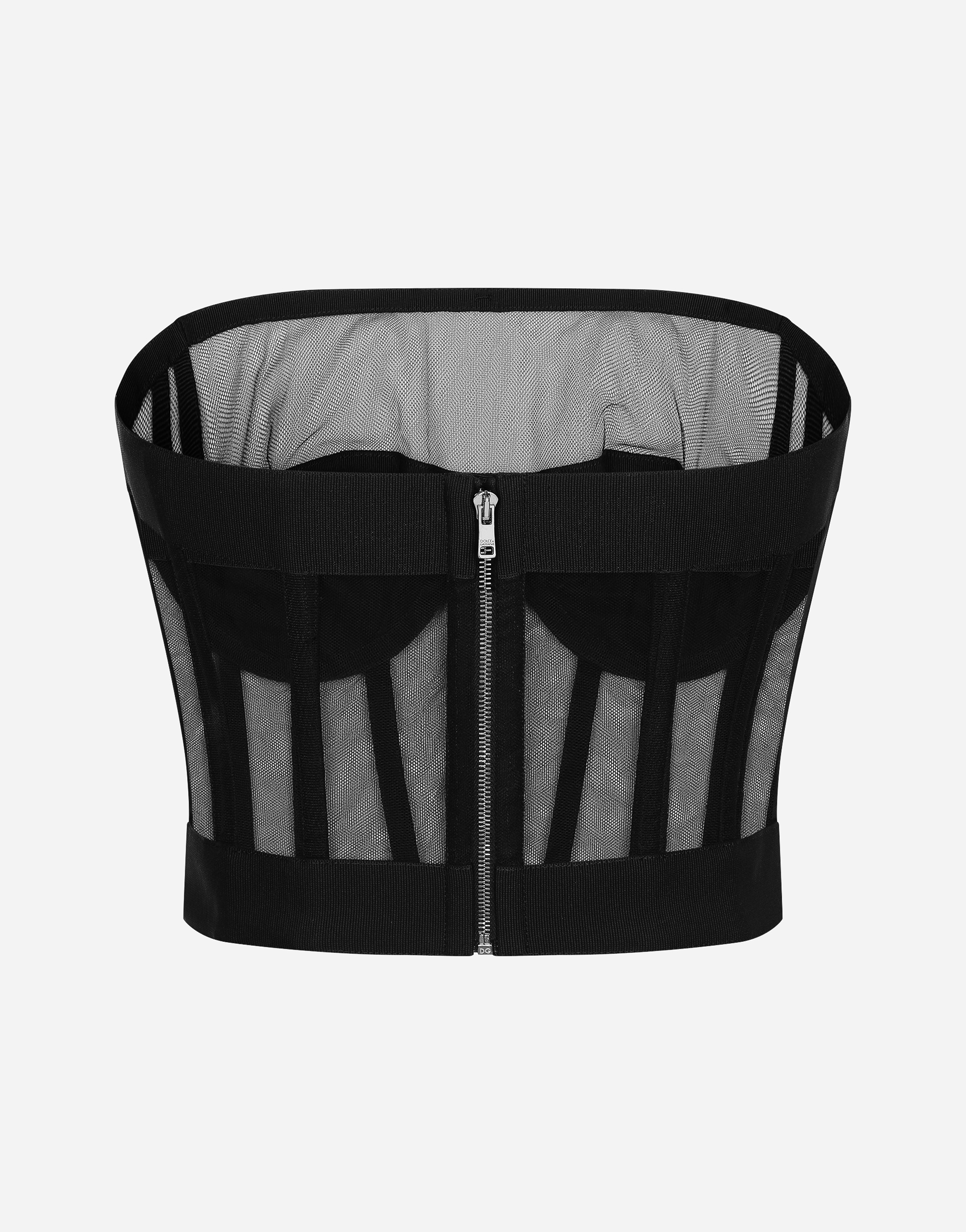 Tulle bustier top with boning