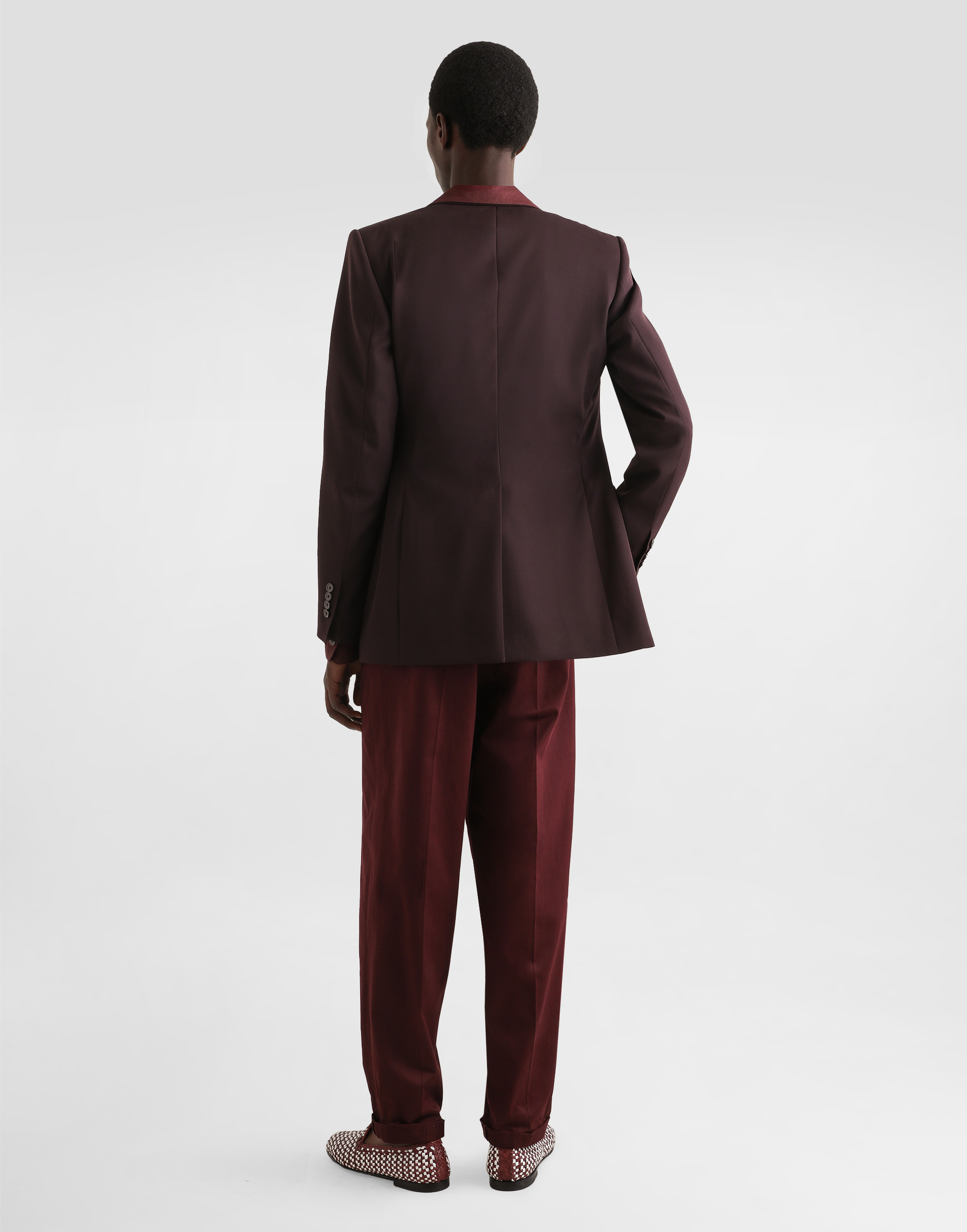 Dolce & Gabbana Long-sleeved V-neck Shirt In Linen Fabric In Multicolor