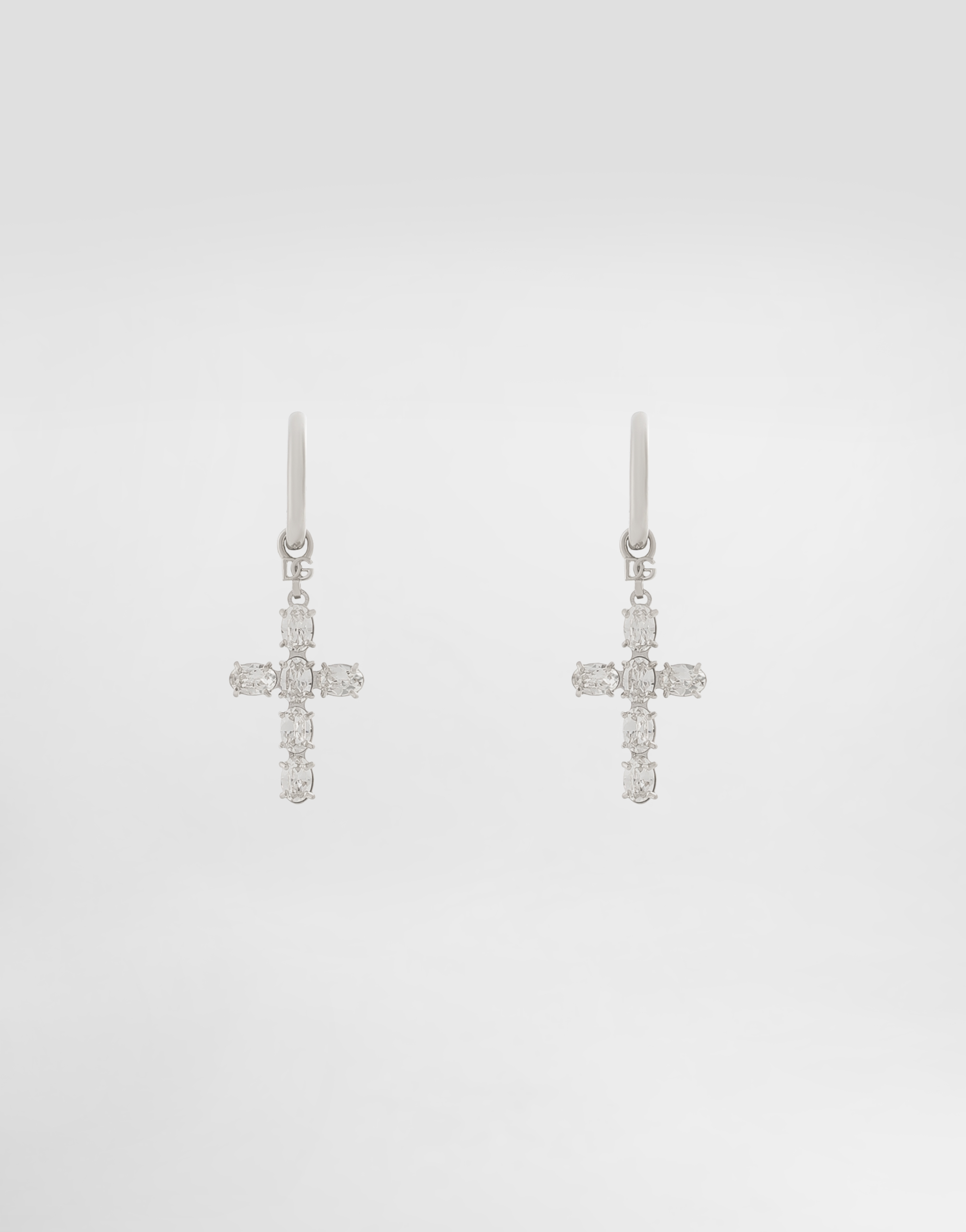 Dolce & Gabbana Creole Earrings With Crystal Cross - Woman Bijoux Crystal Metal Onesize