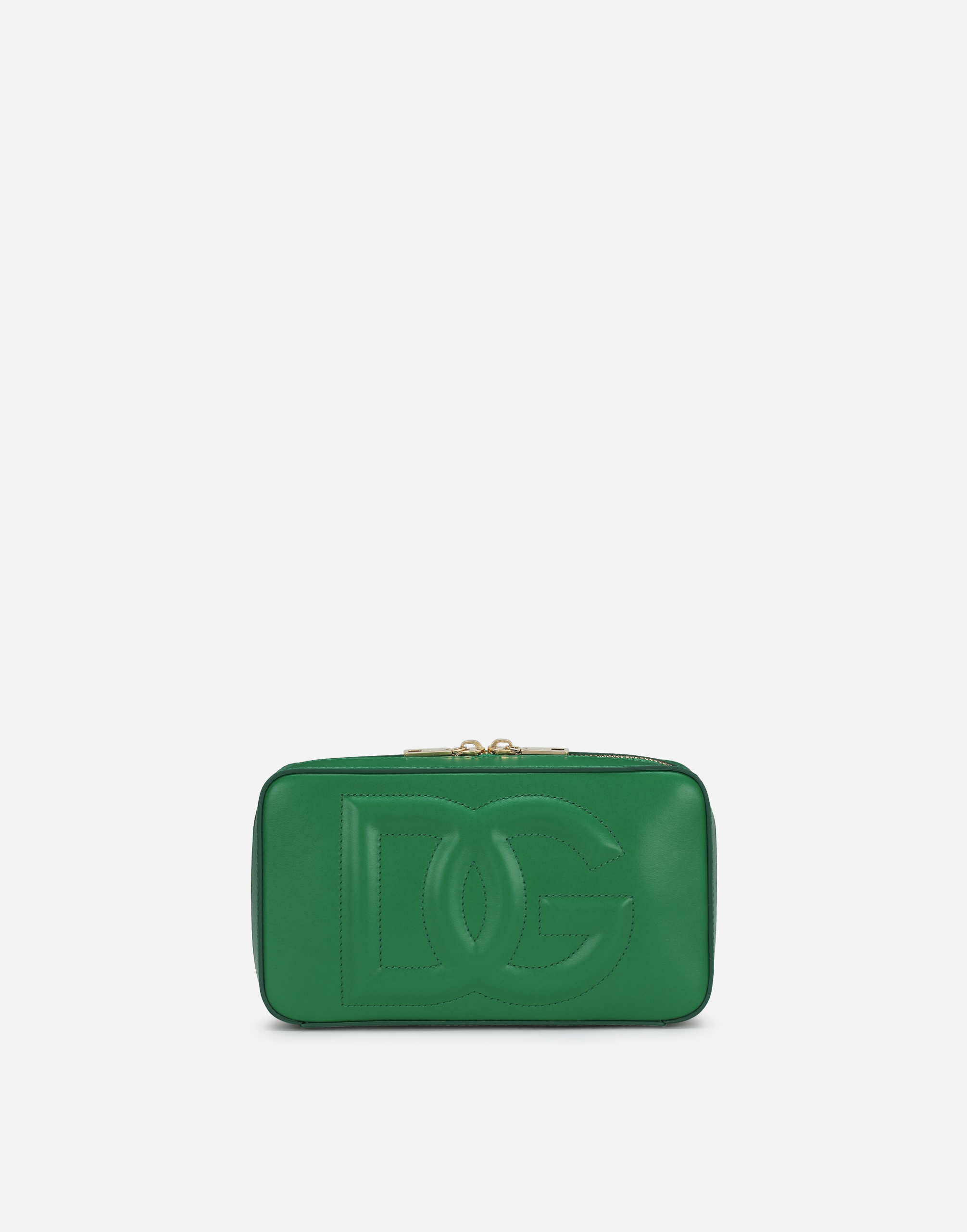 Dolce & Gabbana Small Calfskin Dg Logo Camera Bag - Woman Shoulder And Crossbody Bags Green Leather Onesize