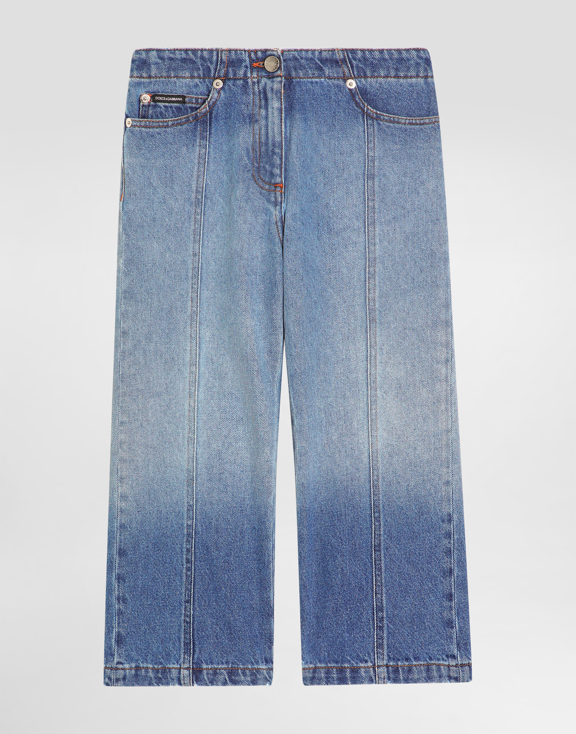 Dolce & Gabbana 5-pocket Denim Trousers With Logo Plaque