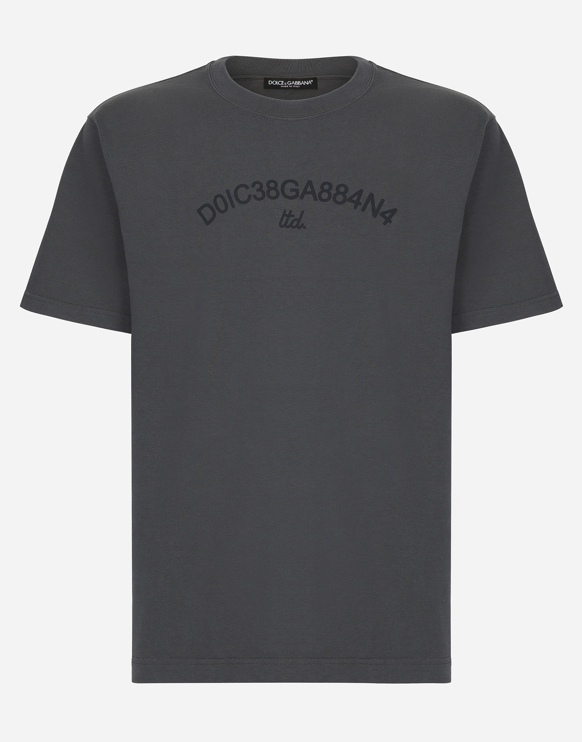 Shop Dolce & Gabbana Cotton T-shirt With Dolce&gabbana Logo In Grey