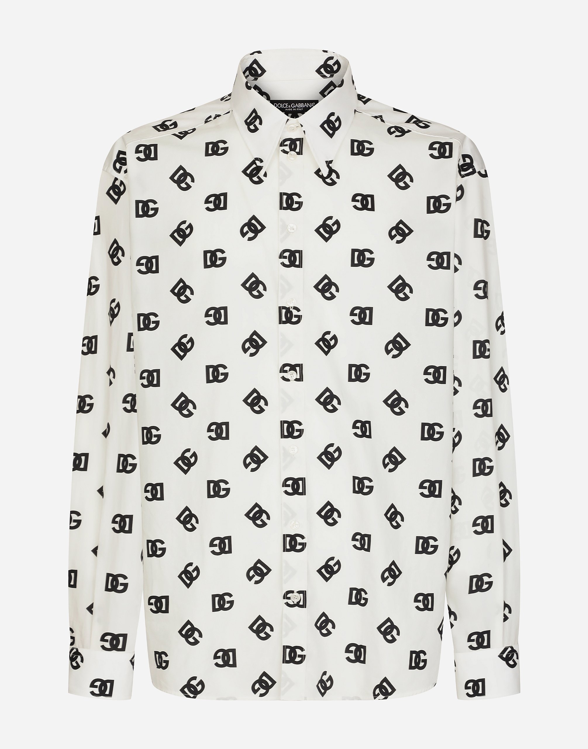 Shop Dolce & Gabbana Oversize Cotton Shirt With Dg Monogram Print In Multicolor