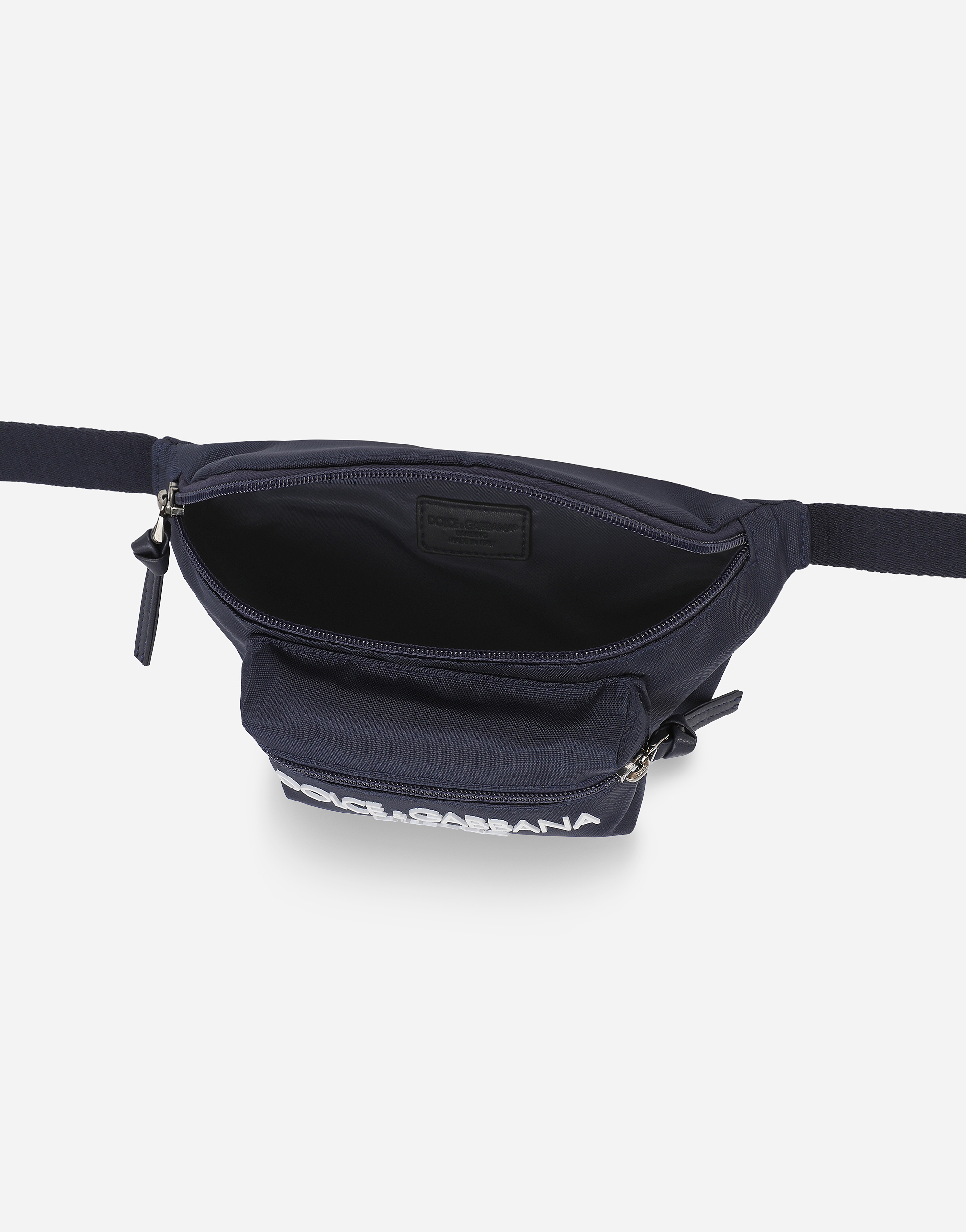 Dolce & Gabbana Nylon Belt Bag With Dolce&gabbana Logo In Blue