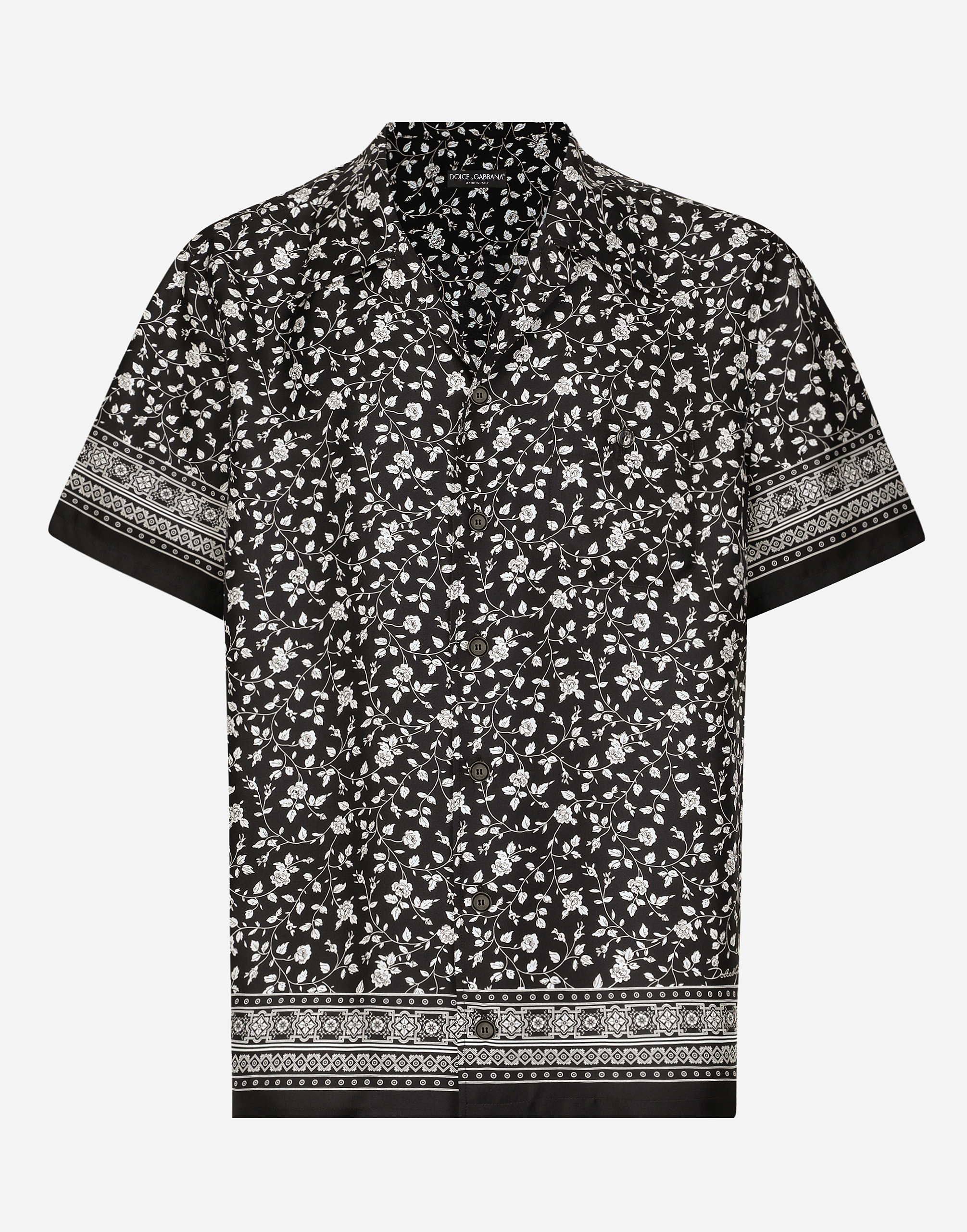 【DOLCE&GABBANA】ネクタイプリント シルク アロハシャツ 半袖 Printのメンズ ネクタイプリント シルクツイル アロハシャツ