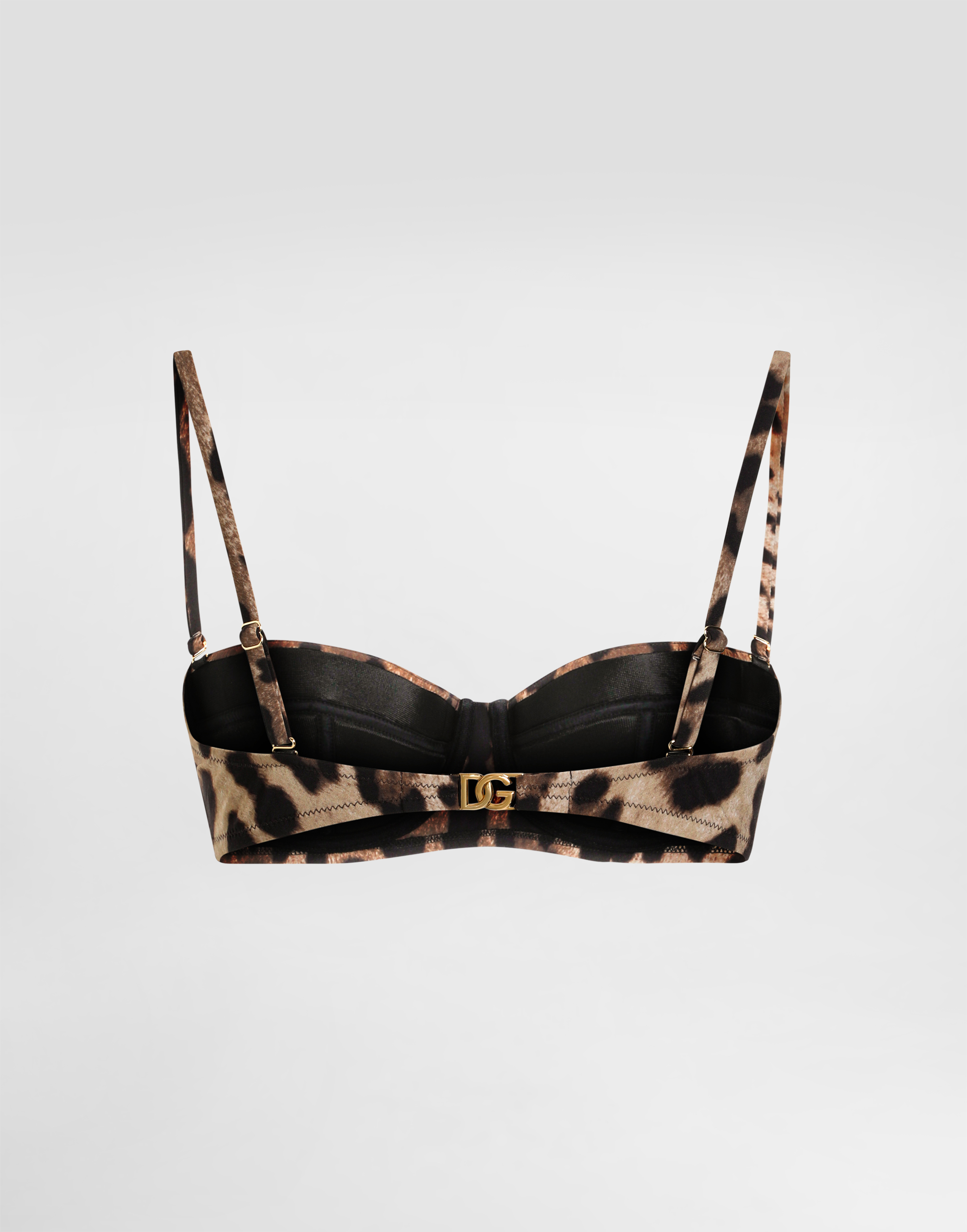 Leopard-print balconette bikini top