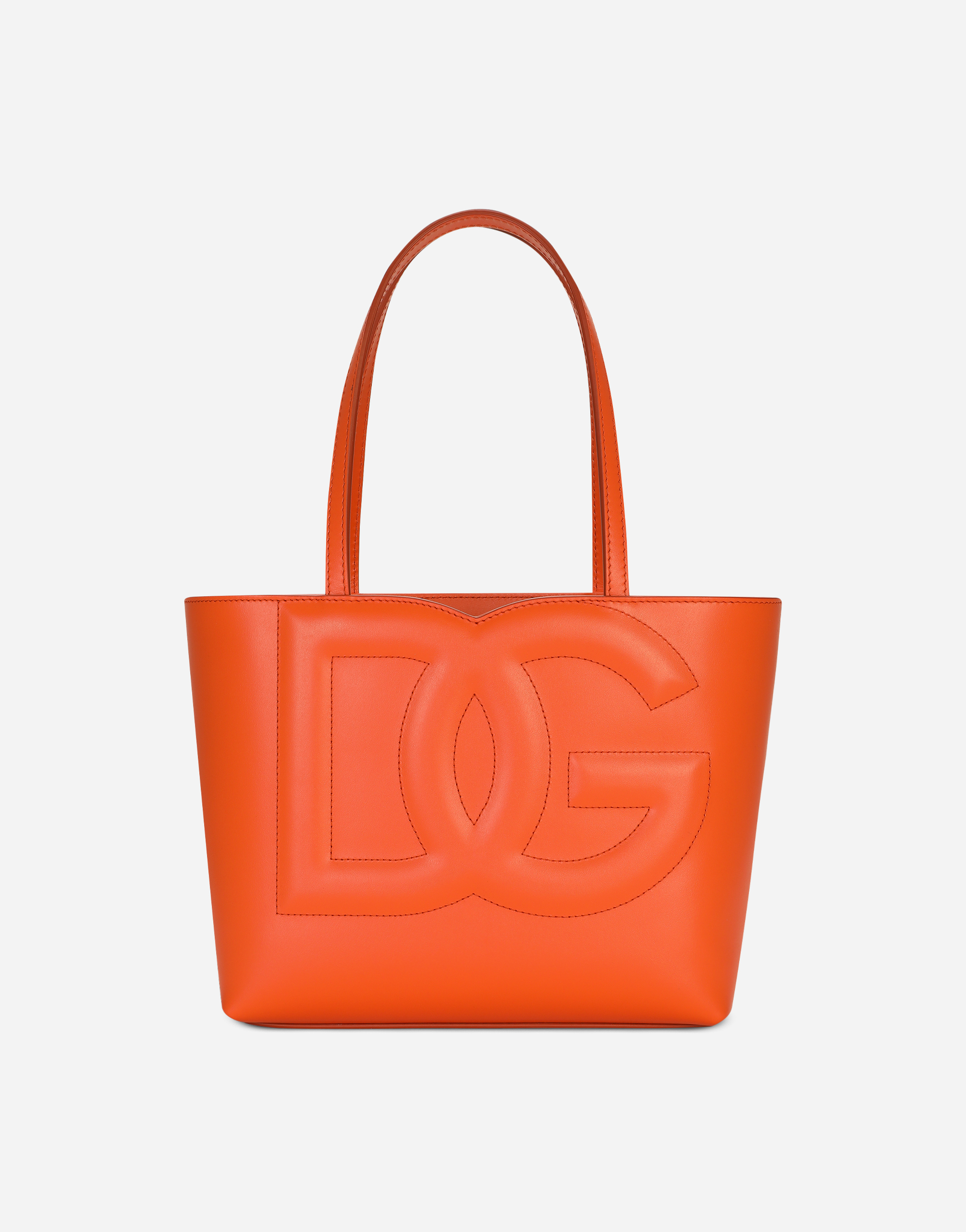 Dolce & Gabbana Small Calfskin Dg Logo Shopper - Woman Tote Bags Orange Leather Onesize