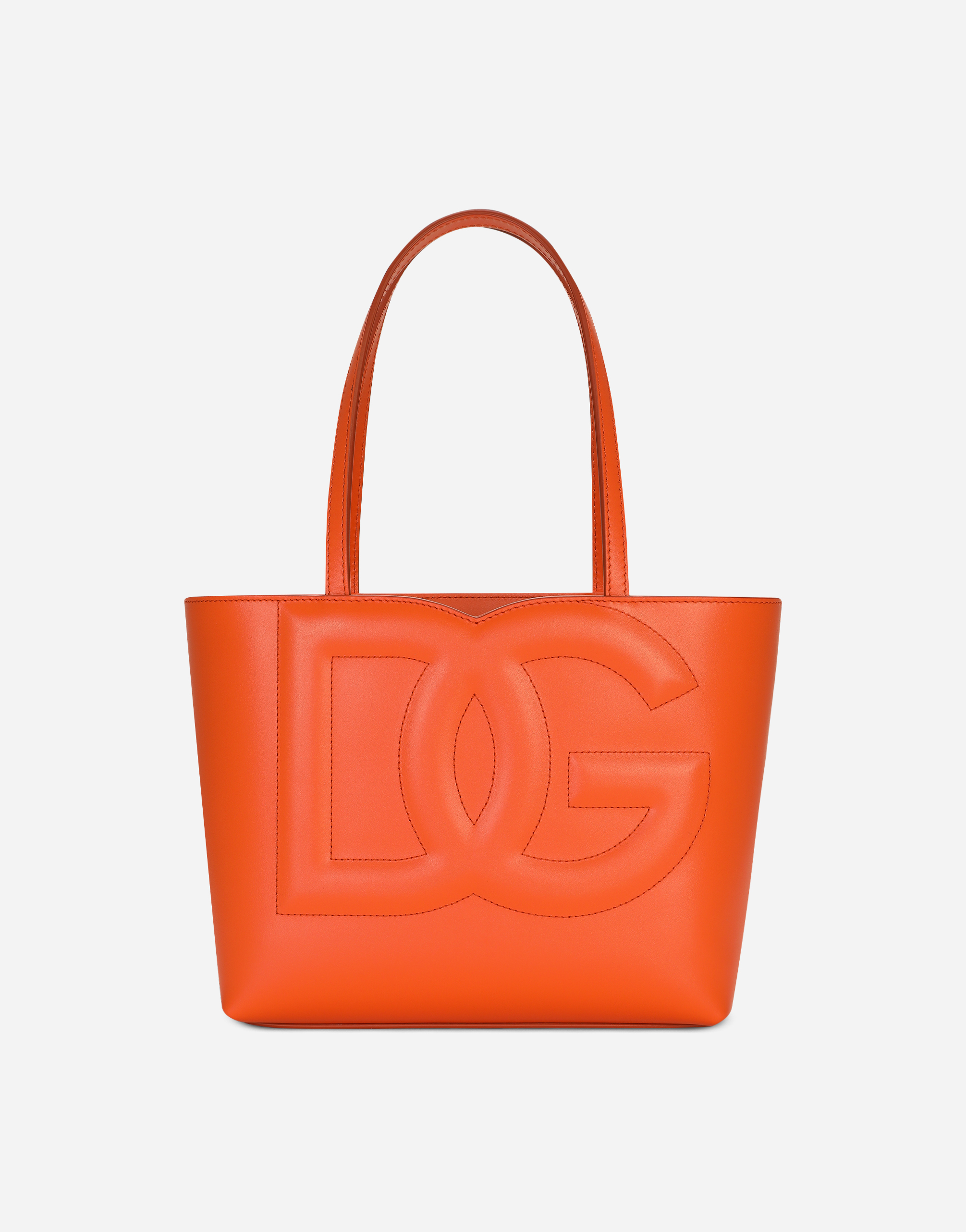Dolce & Gabbana Small Calfskin Dg Logo Shopper In Orange