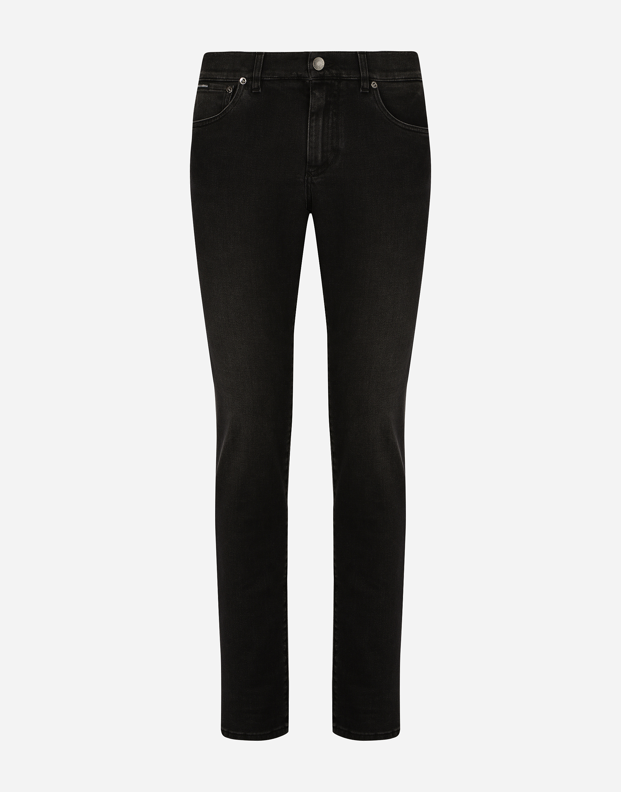 Dolce & Gabbana Grey Wash Slim-fit Stretch Jeans In Multicolor