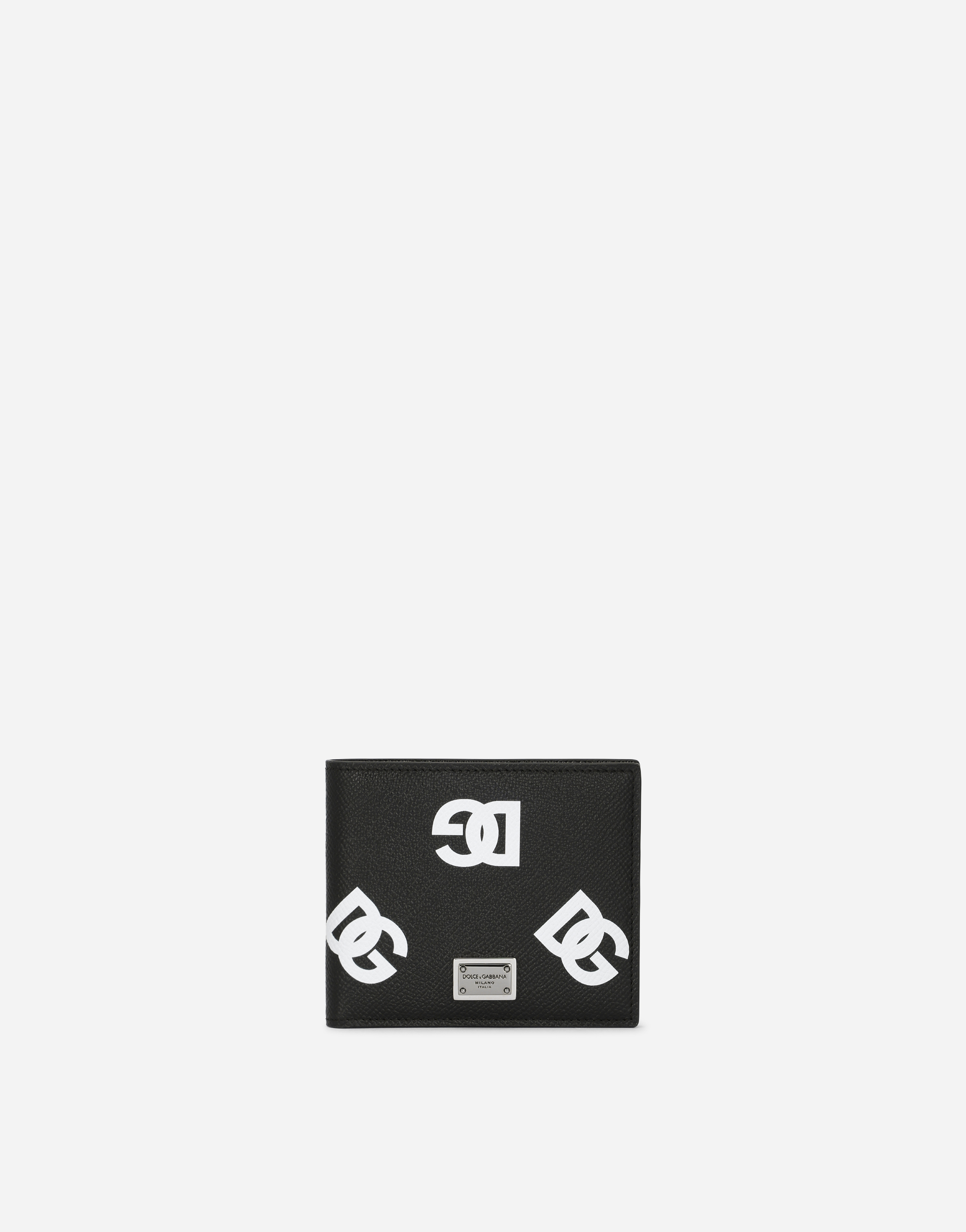 DOLCE & GABBANA CALFSKIN BIFOLD WALLET WITH ALL-OVER DG PRINT